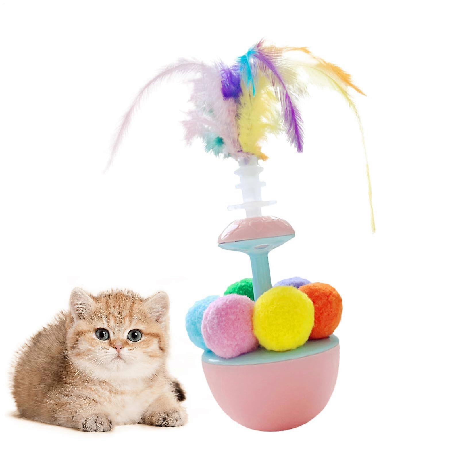Cat Teaser Ball, Interactive Self-Play Toy for Kittens, Portable Outdoor Exercise, Rose Color, Engaging Fun