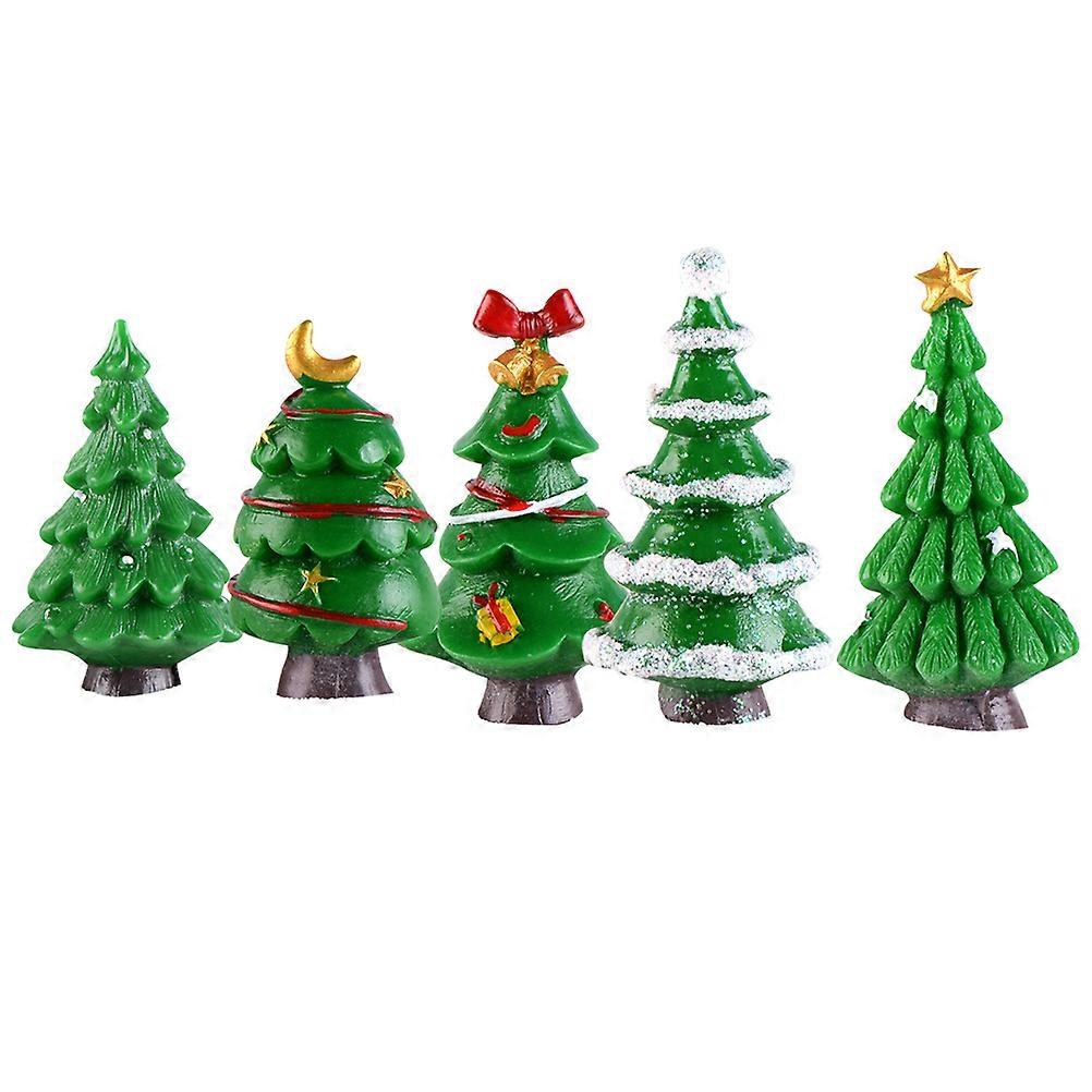 Miniature Tree Decorations Creative Xmas Tree Adornment Home Decoration 5Pcs