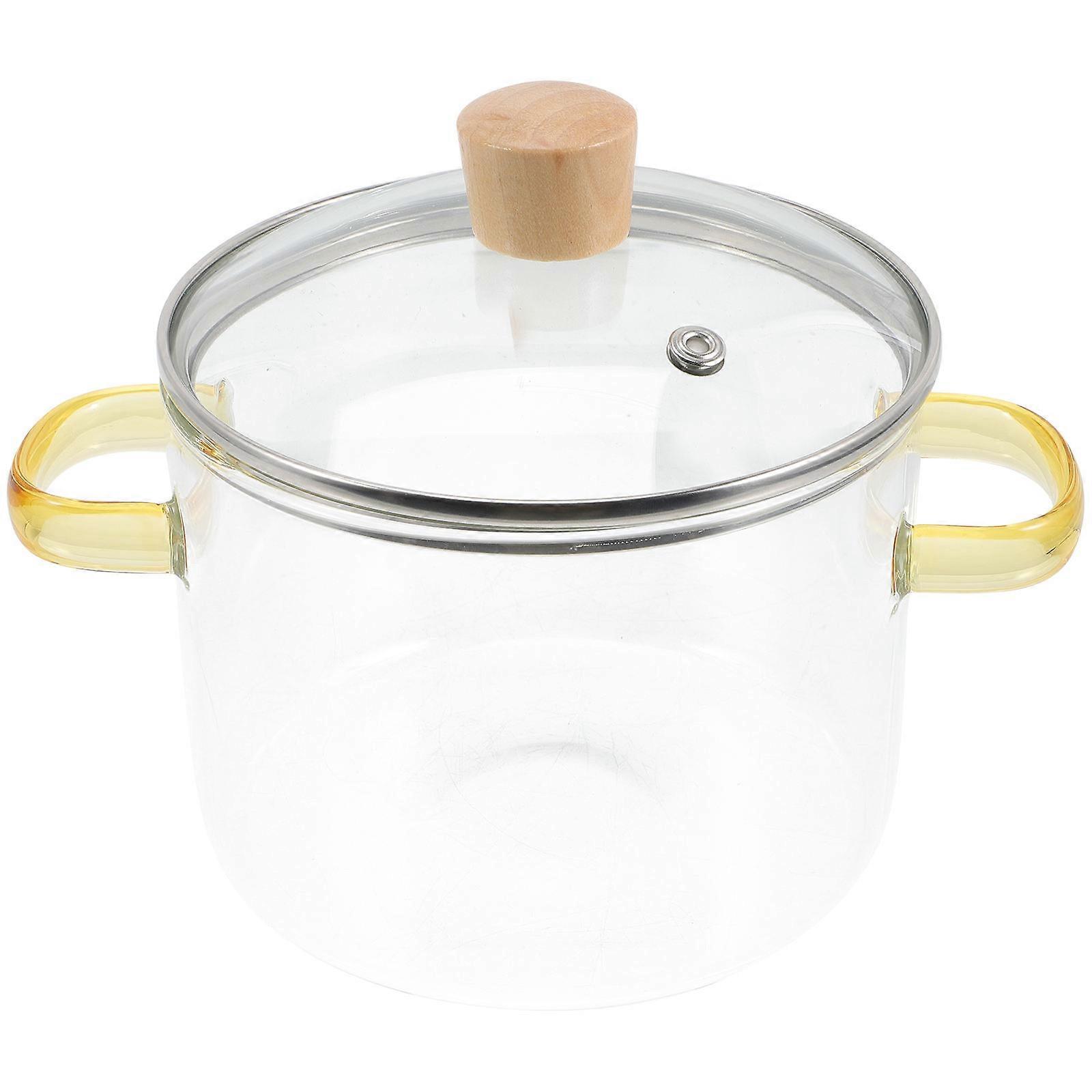 Multifunctional Cooking Pot Clear Glass Stockpot With Lid For Housewarming 6.7×5.9×5.9in 1Pack