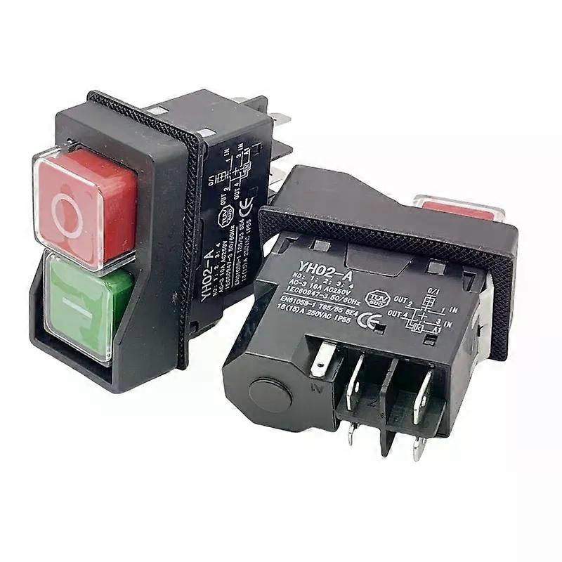 YH02A 250VAC 4/5P Electromagnetic Push Button Switches Starter Machine Tool Equipment Waterproof Switch Safety Security IP55 16A