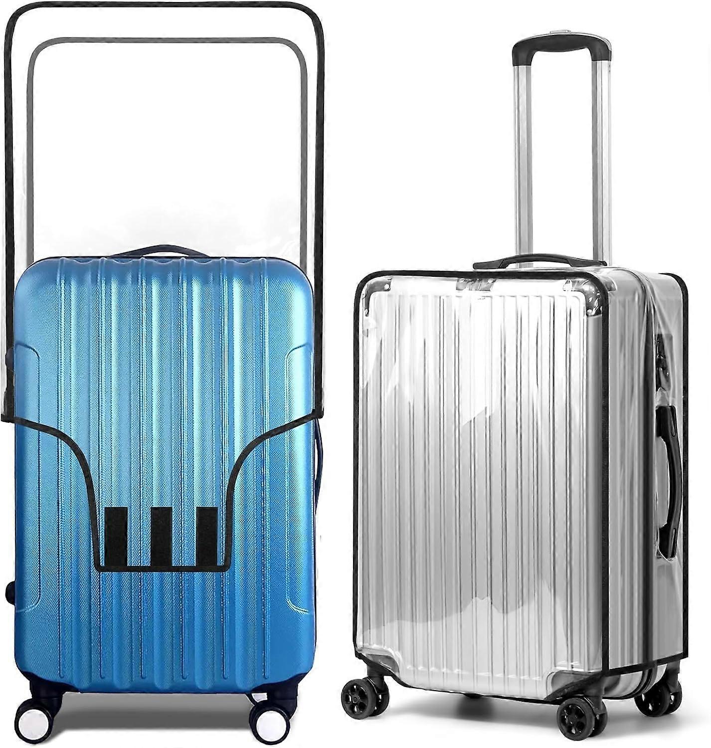 Pack of 2 Transparent Suitcase Covers, Waterproof, Dustproof, Black Border, 28 inches