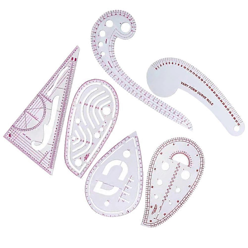 Sewing Measuring Tools 6Pcs Set Sewing Projects Crafts Transparent Plastic Simplifies Sewing Work Rectangular