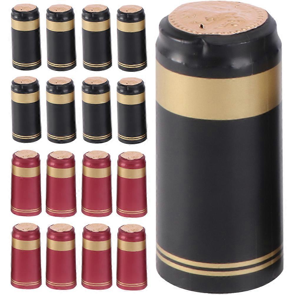 Wine Shrink Wraps Party Favors Pvc Decoration Black With Gold Edge 100Pack