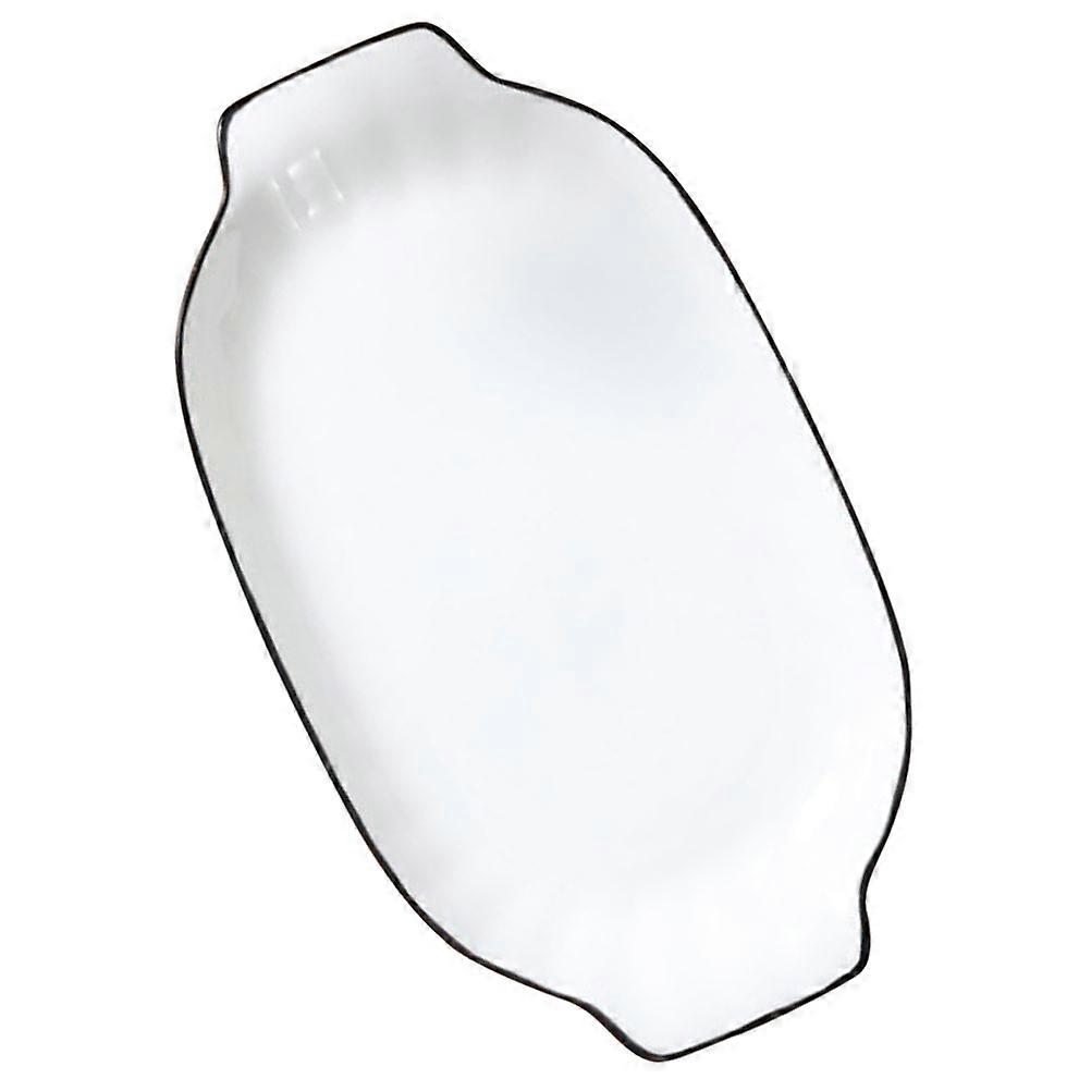 Sushi Plate White Easy Stack Ceramic Roasting Board and Fish Tray for Home Use