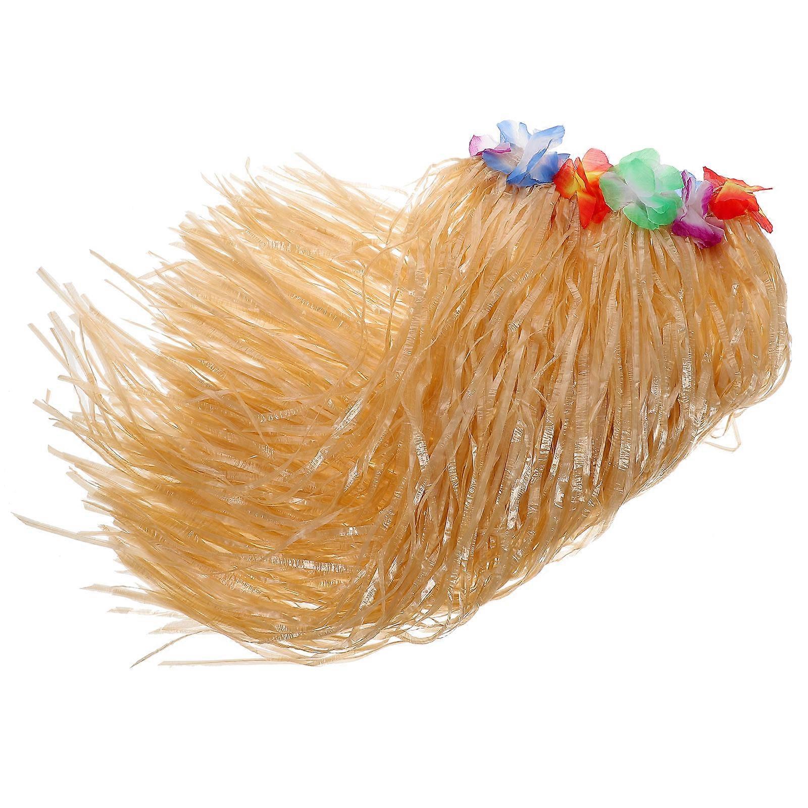 هاواي العشب تنورة طبقة واحدة مرنة الخصر لحفلات لوا عروض الرقص استوائية زي تبعي لون القش الطبيعي