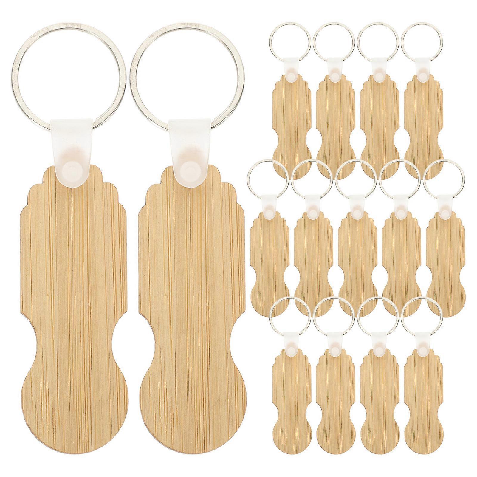 Shopping Trolley Tokens Keyring Bamboo Metal Unusual Shape Daily Use Trolley Remover Pendant 15Pcs