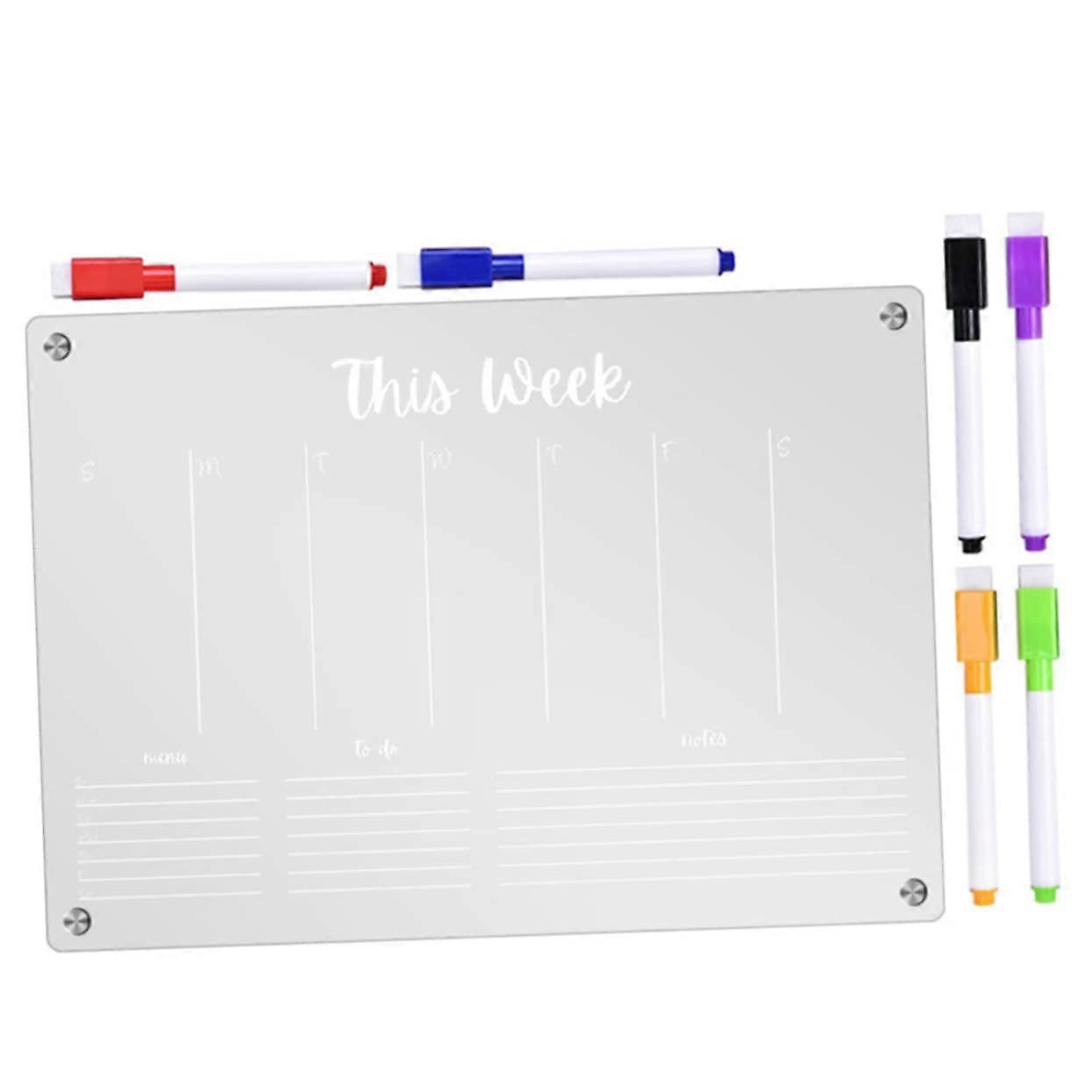 1 Magnetic Notepad Erasable Wipe Large Calendar Weekly Acrylic Dry Erase Board for Refrigerator List Planning Whiteboard Acrylic Plate Transparent