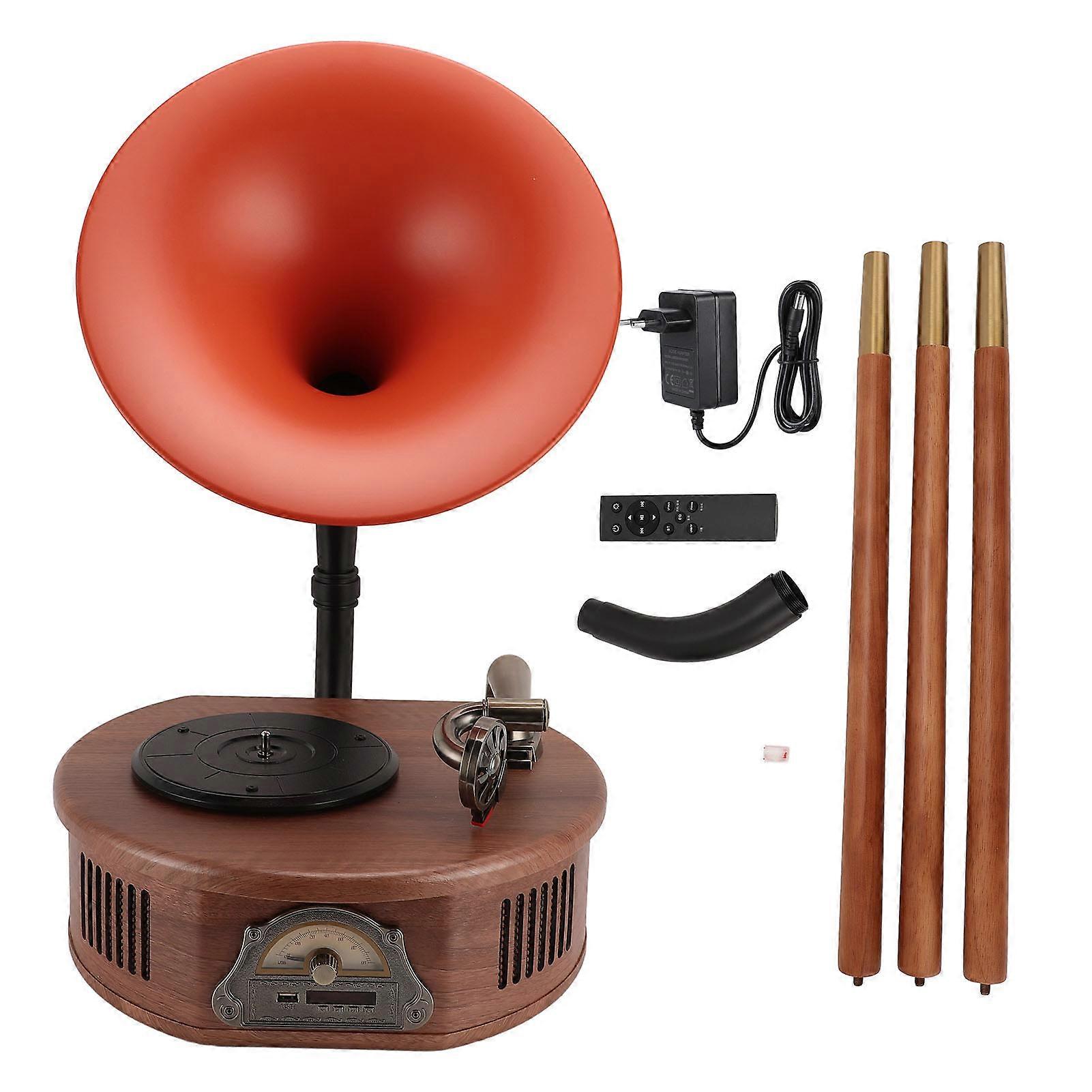 Vintage Gramophone Record Player with Bluetooth, 3-Speed Turntable, and Detachable Legs
