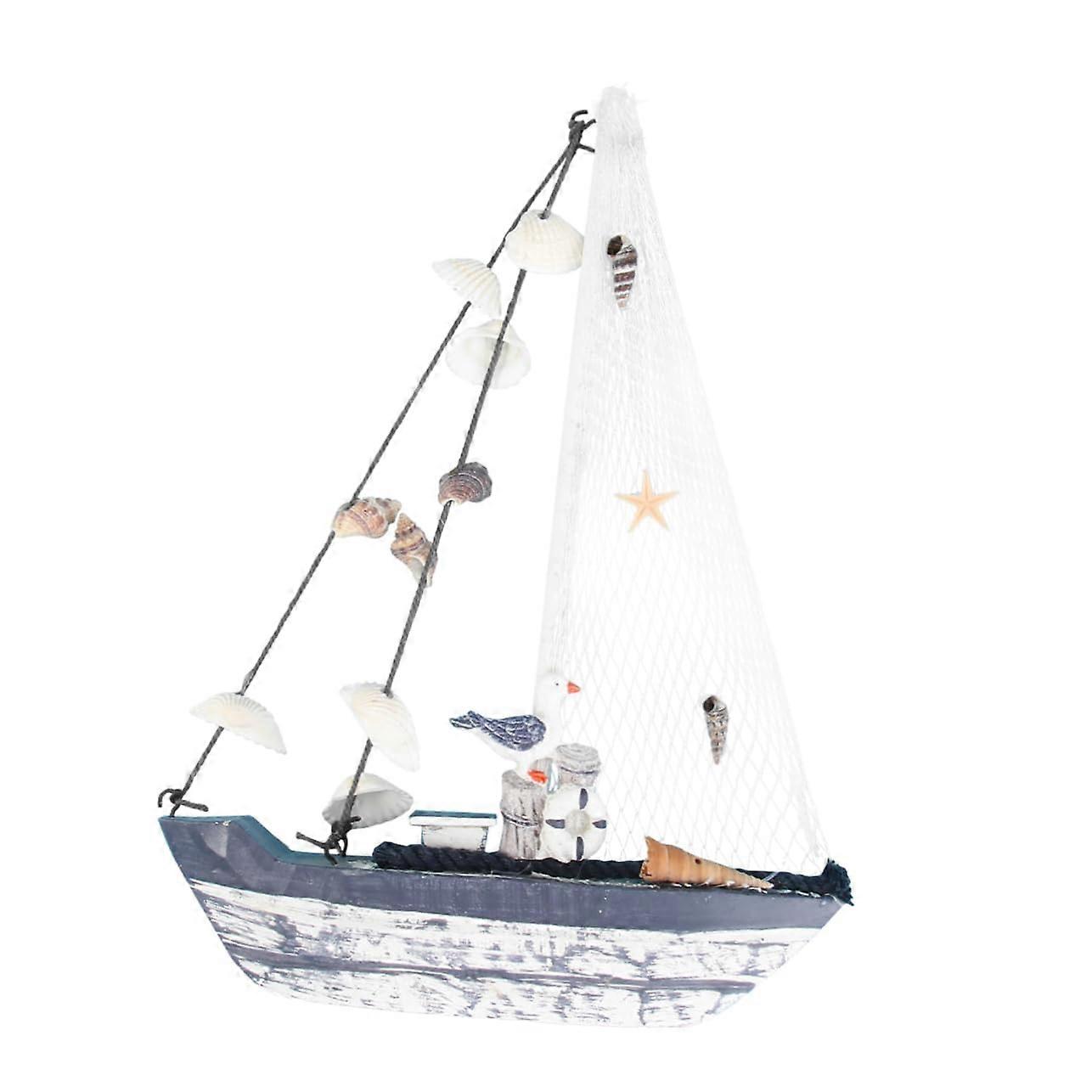 1 Piece Large Wooden Sailboat Decoration for Stylish Living Spaces