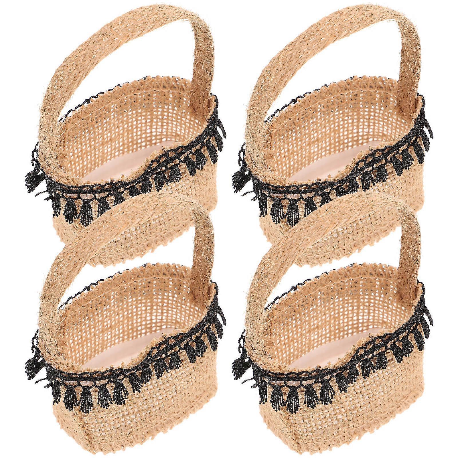 Wicker Wedding Flower Baskets Bridal Basket Rustic Style 10 x 6 x 6cm For Special Events 4Pcs