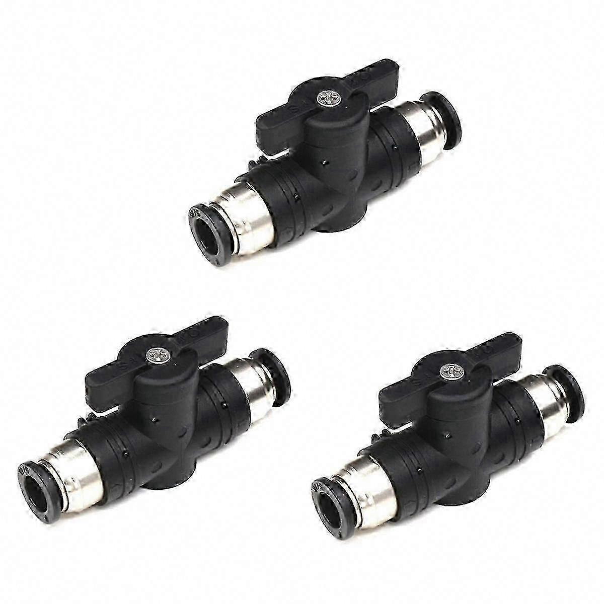 4mm Push Connect Ball Valve for Air Flow Control - Quick Connect Tube Fittings (3 Pack)