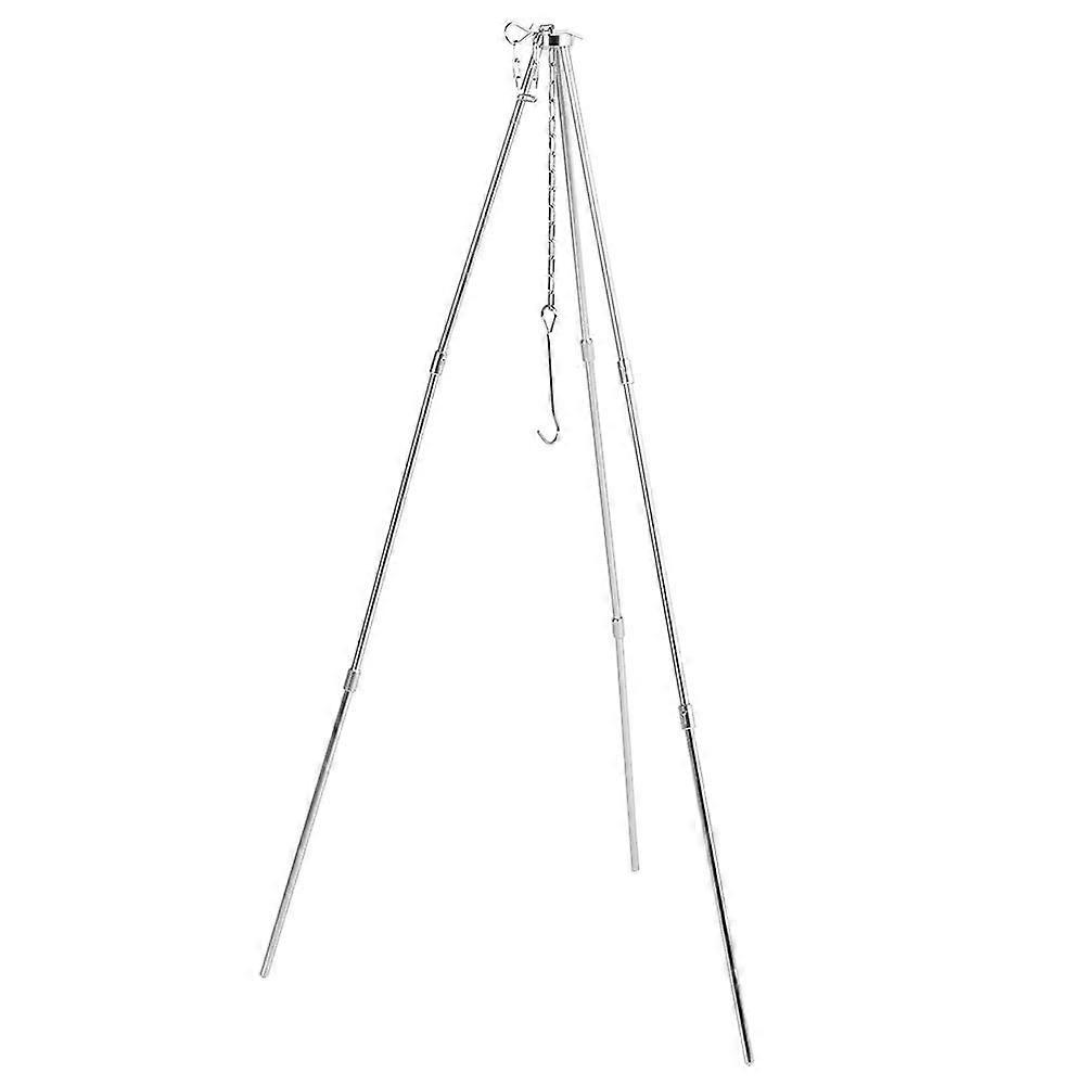 Portable Camping Tripod With Foldable Legs, Adjustable Hanging Chain, Removable Mount, Compact For BBQ And Campfires