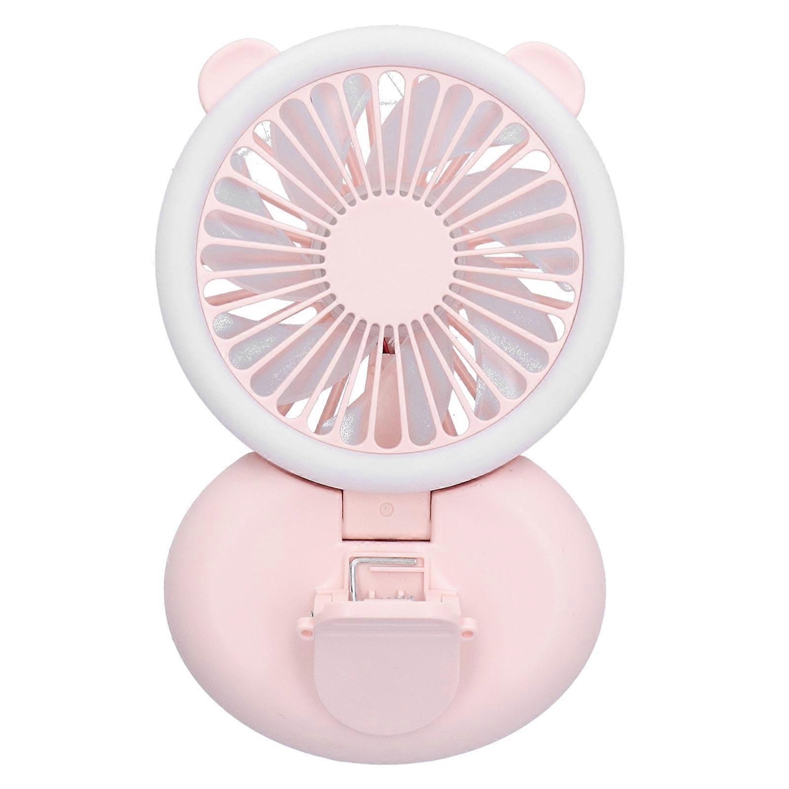 Mini Handheld Clip Fan Folding USB 3 Gears Adjustment Fan with Neck Hanging StrapPink