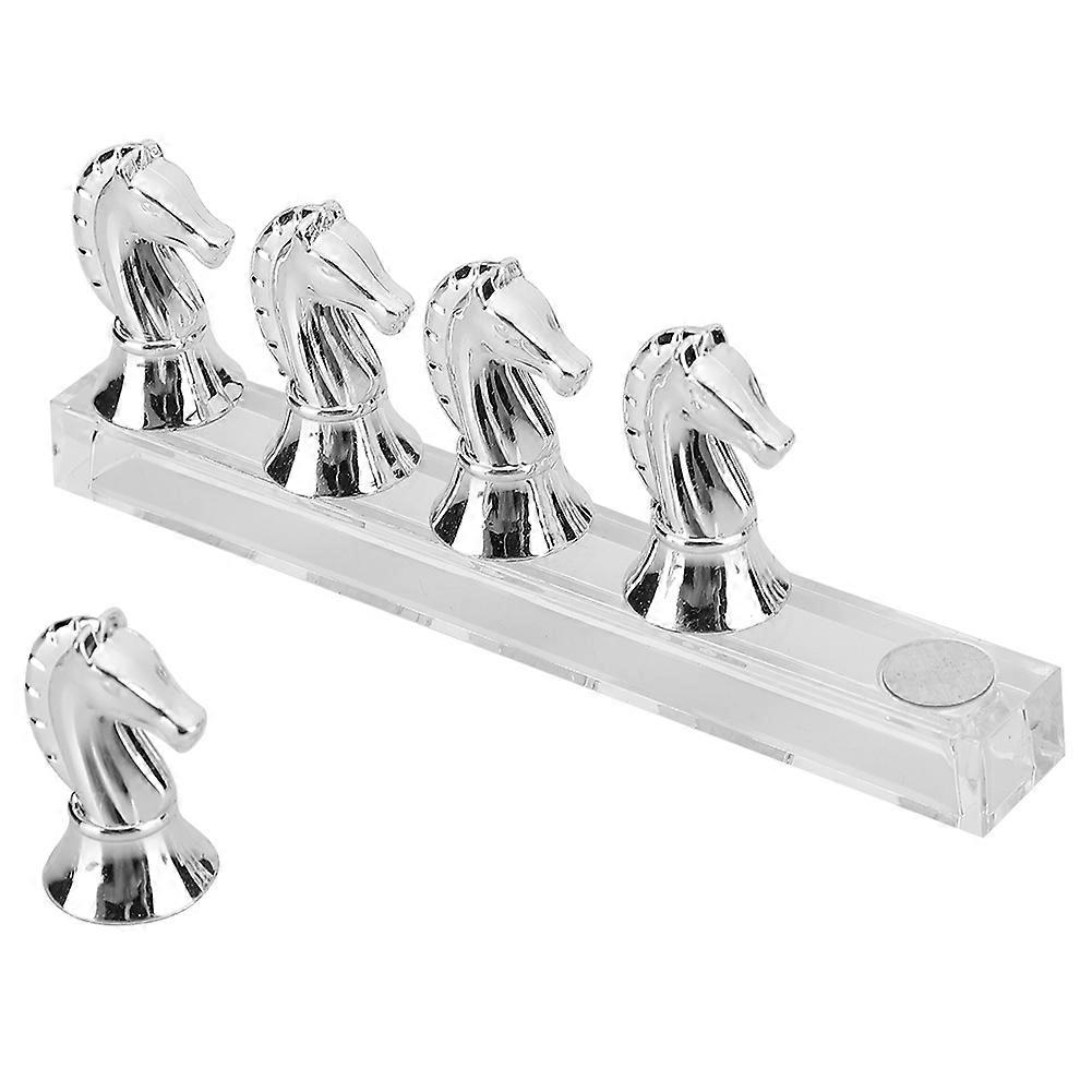 Horse Head Nail Tip Practice Rack Magnet Adsorption False Nail Display Support HoldersSilver