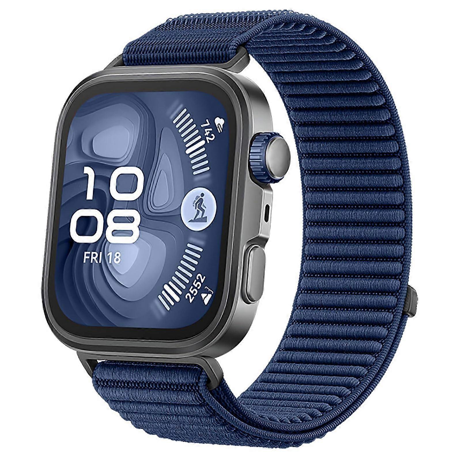 Strap for Huawei Watch Fit 4 Pro - Braided Nylon Elastic Replacement, Unisex, Compatible With Fit 4/3, Rainbow Colours, Navy Blue