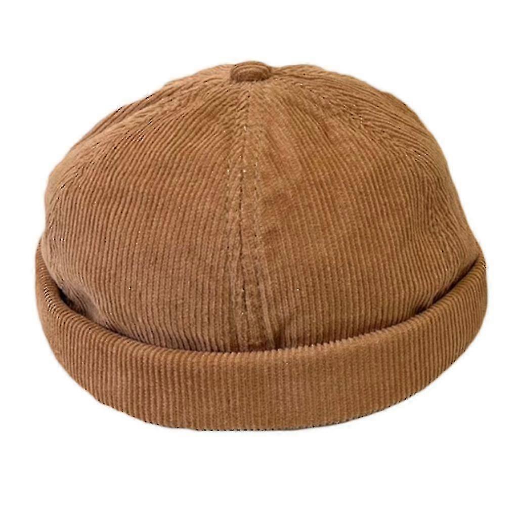 Retro Brimless Corduroy Hat With Adjustable Worker Hat Hispter Hat Docker CapCamel SZRH A-C