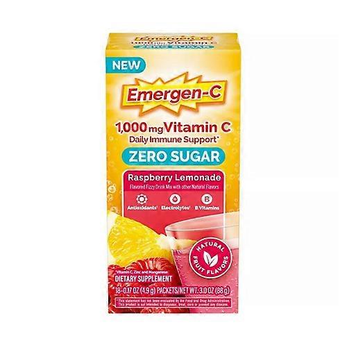 Emergen-C Zero Sugar Daily Immune Support Raspberry Lemonade ,18 Packets (Pack of 1)