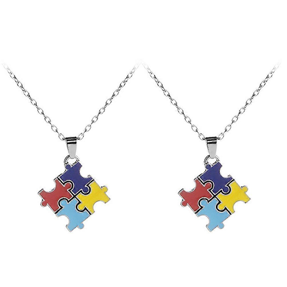 Autism Awareness Necklace for Decor Made of Alloy in Assorted Colors Durable and Reusable 2 Pieces