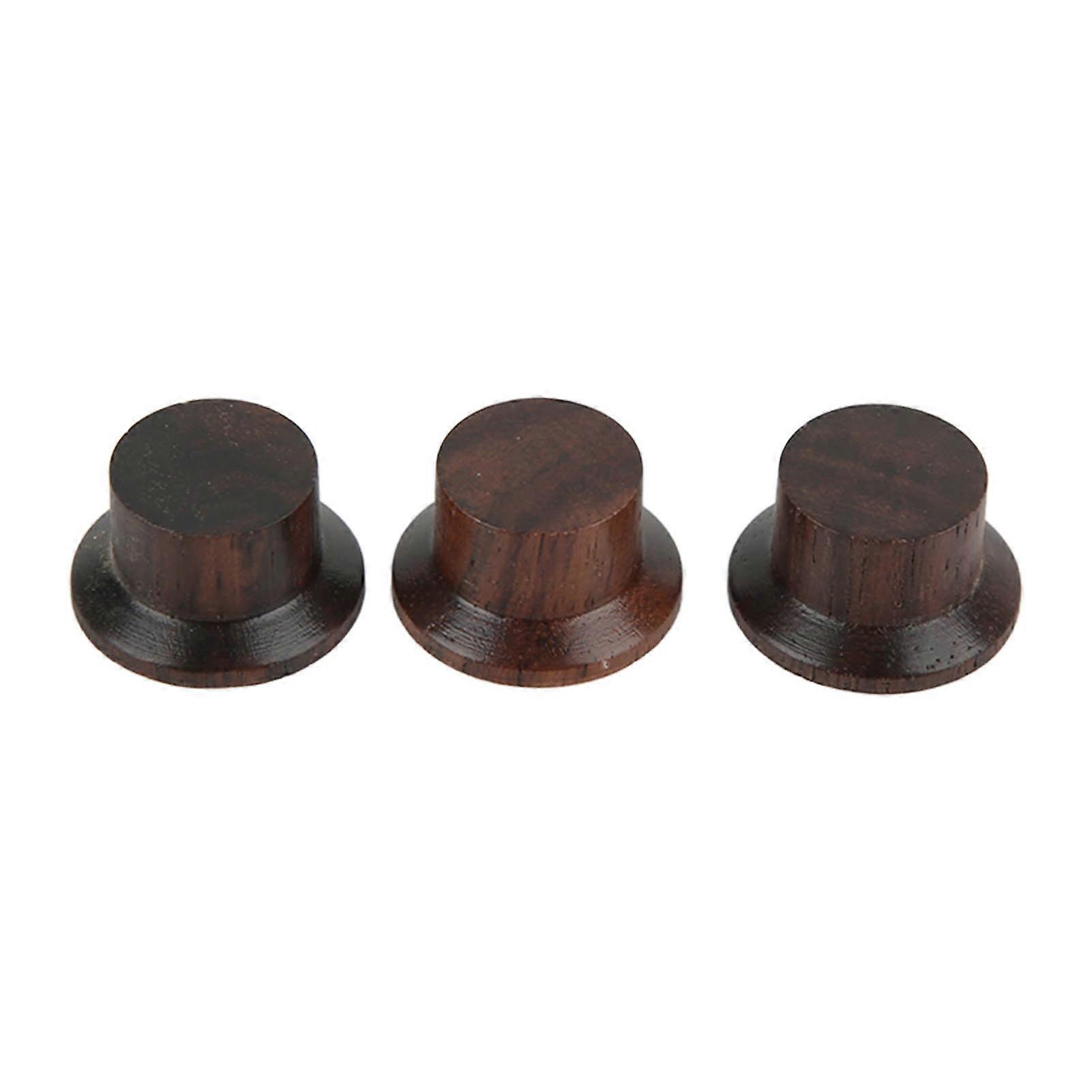 3Pcs Guitar Knob Set Rosewood Odorless No Letters White Point Robust Wooden Guitar Control Knob Replacement