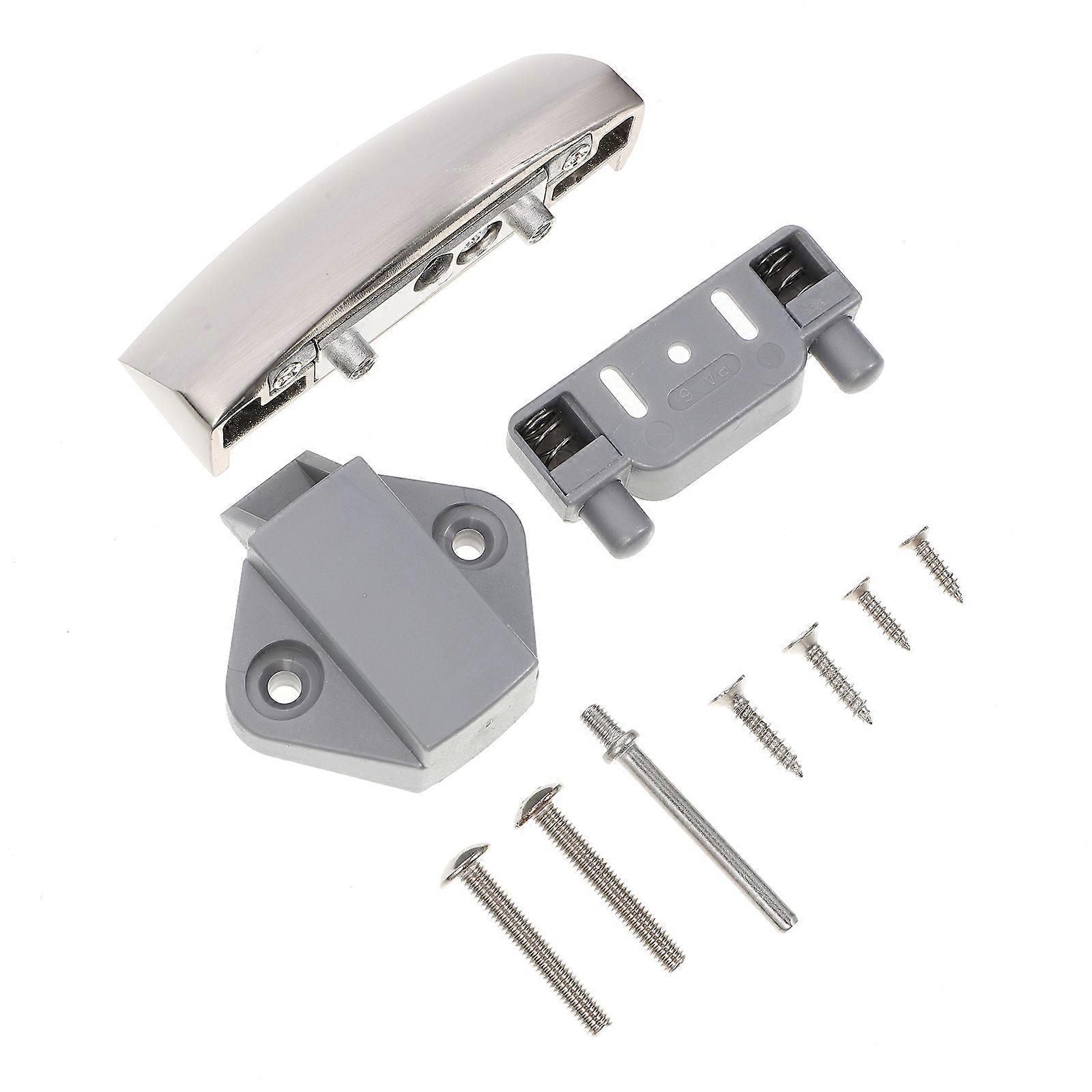 Push Button Door Lock for RV Silver Zinc Alloy Plastic Keyless Design Flexible Switch 1pc