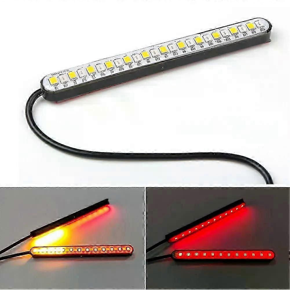 Universal 24 LED Motorcycle Tail Brake Light 2 Colors Integrated Turn Signal Light Strip License Plate Rear Light
