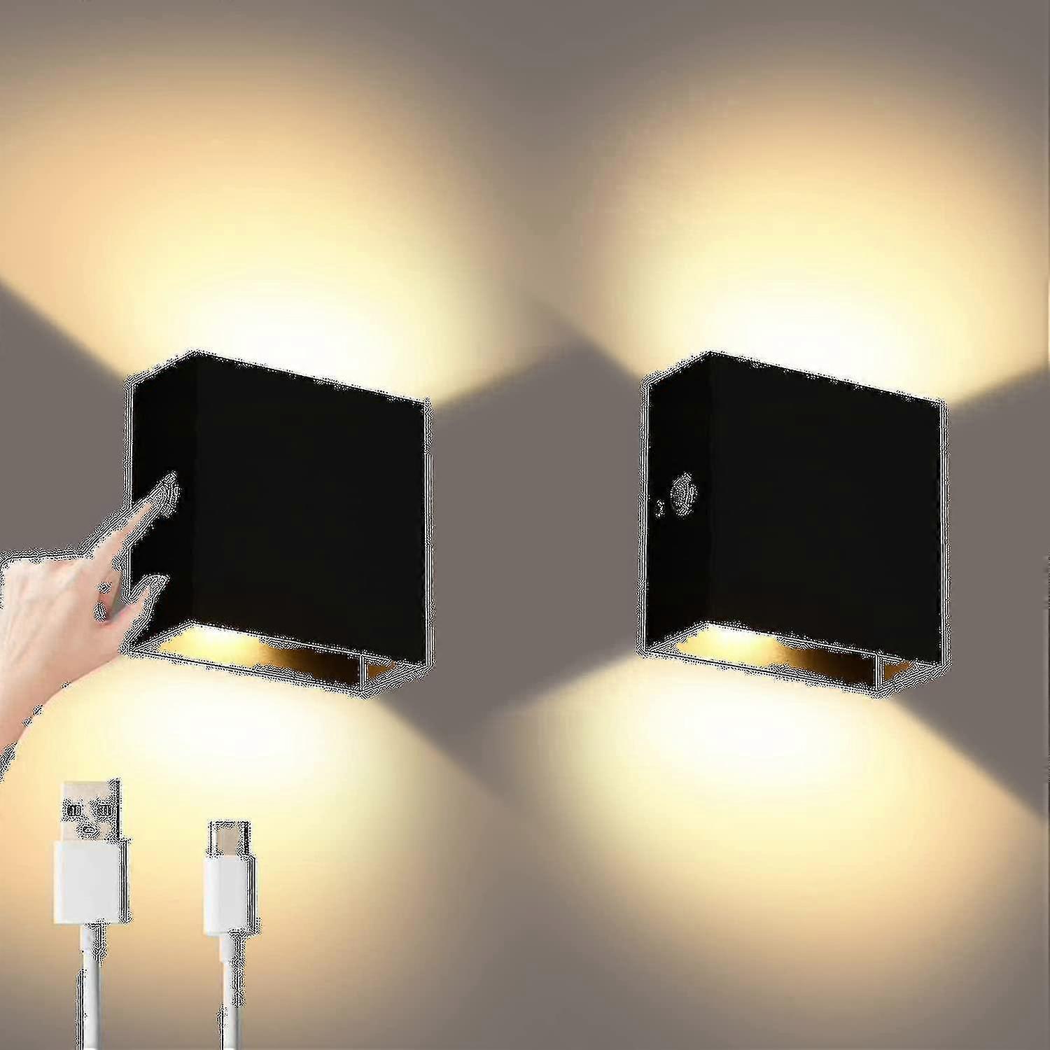 2pcs Wall Lights Dimmable, Rechargeable Wall Light Touch Up Down W 2025