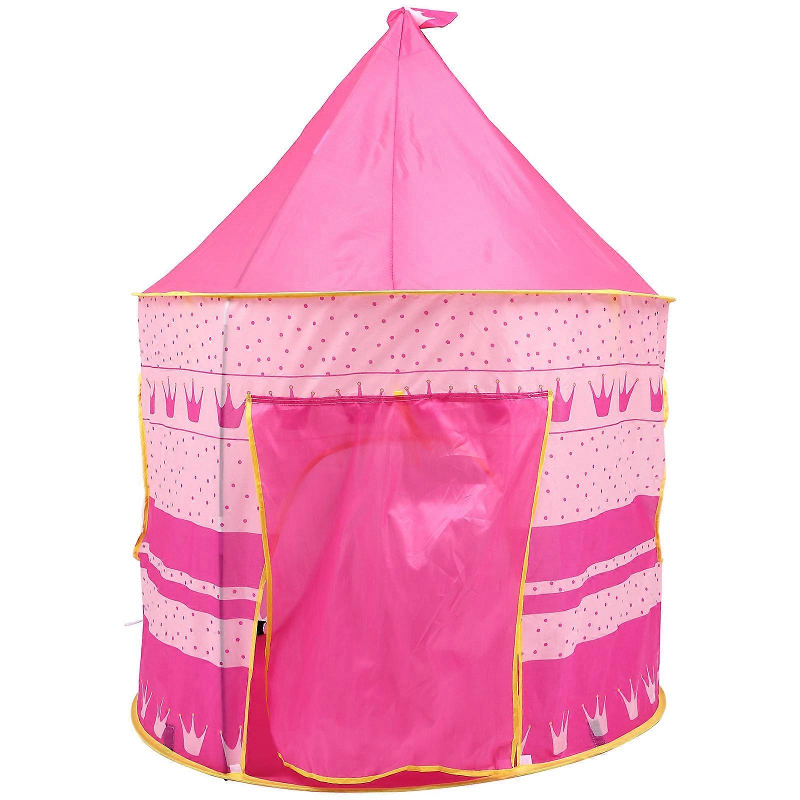 Portable Kids Tent with Roll up Door for Indoor Outdoor Play Breathable Fabric Pink 42x36x51 Inches