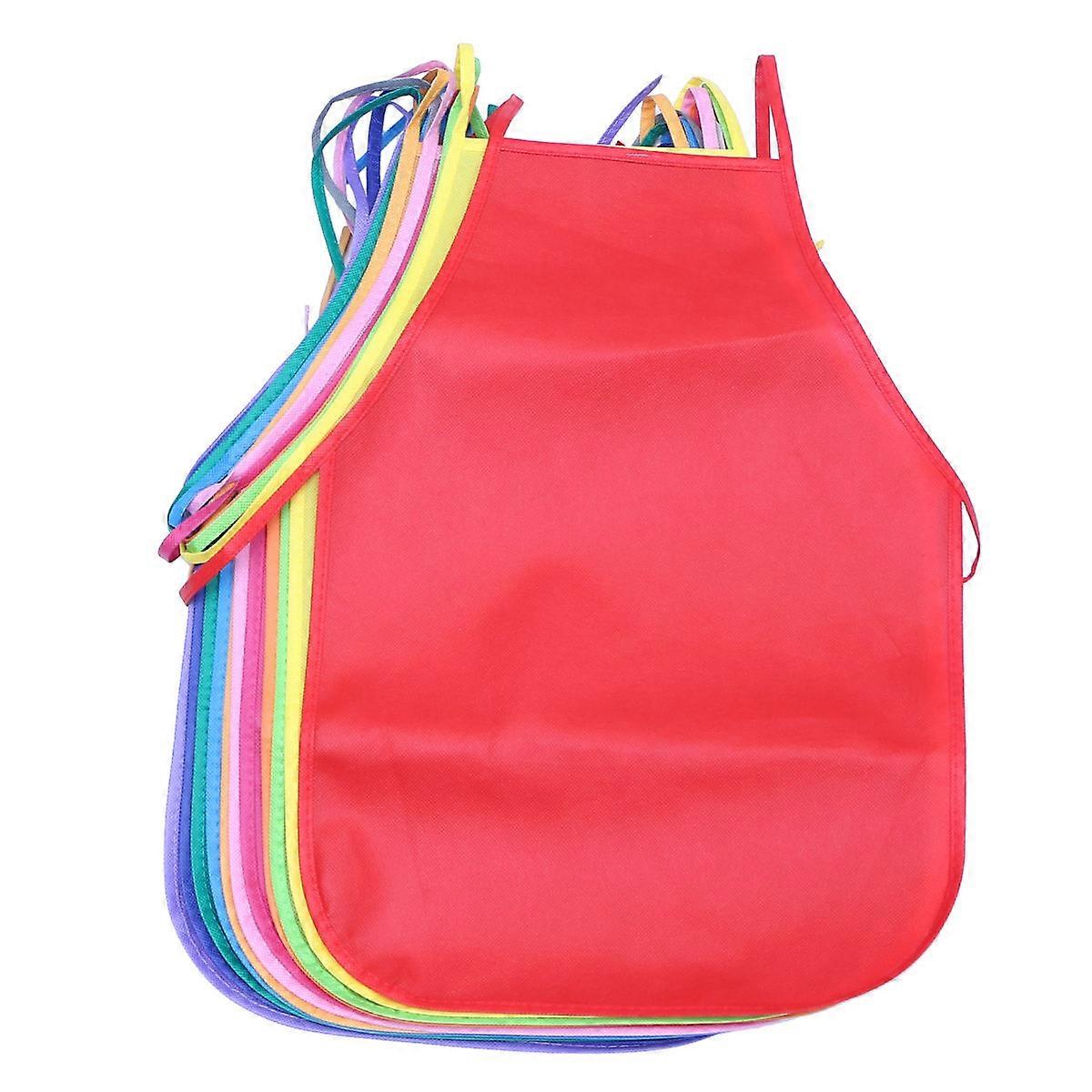 Kids Art Painting Apron Assorted Color Nonwoven Fabric Waterproof and Reusable 12 Pieces