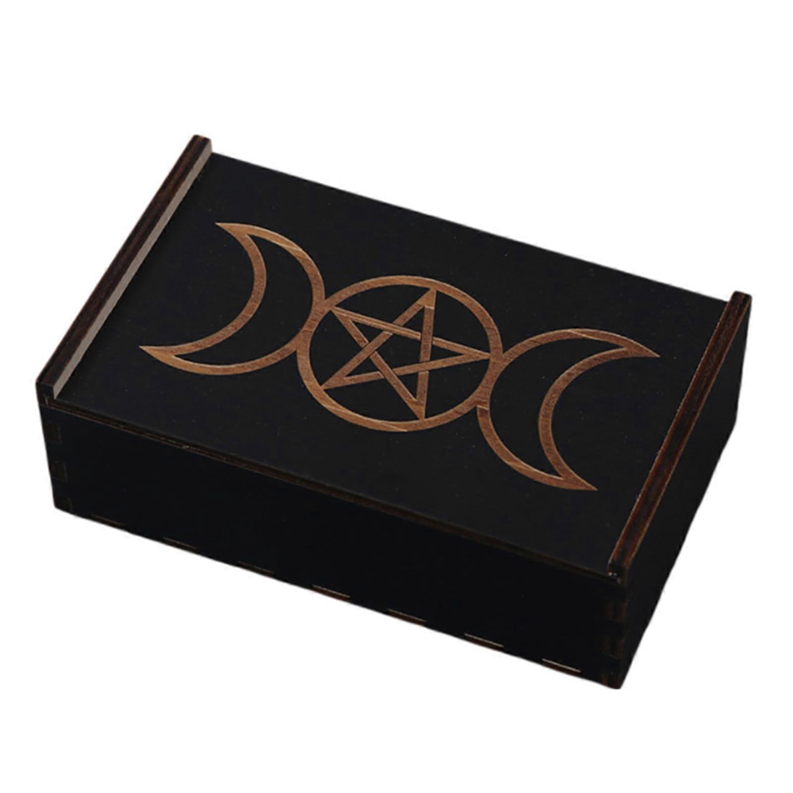 Wooden Playing Cards Box with Storage Case for Tarot and Blank Cards, Compact Design, Type F, Durable Container