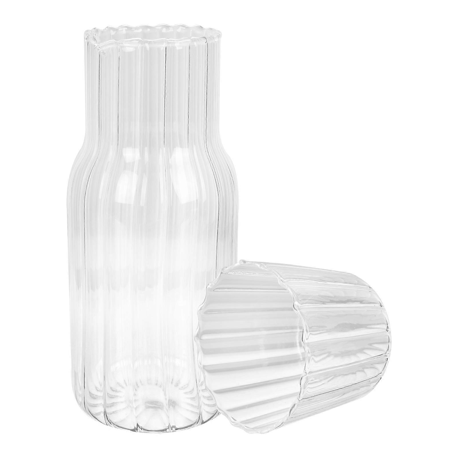 Beverage Storage Glasses Desktop Water Pitcher Transparent Vertical Grain Large Capacity 1Set