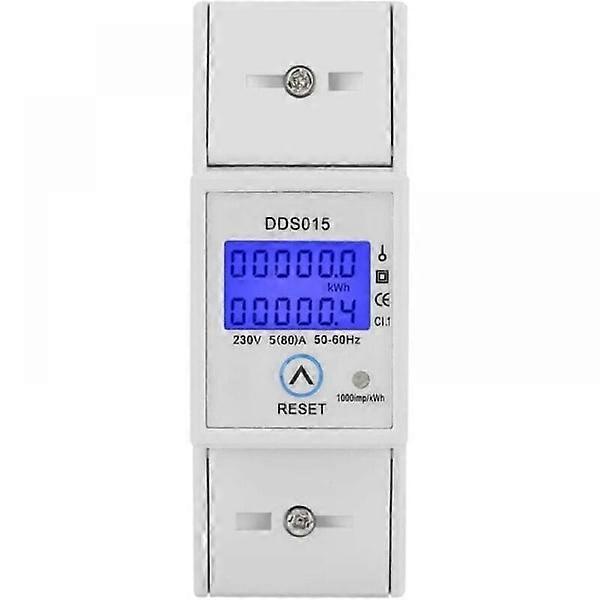 5-80A 230V 50Hz single-phase energy corner retro-dazzling LCD, energy meter for mounting on DDS015 rail, WATT energy meter.