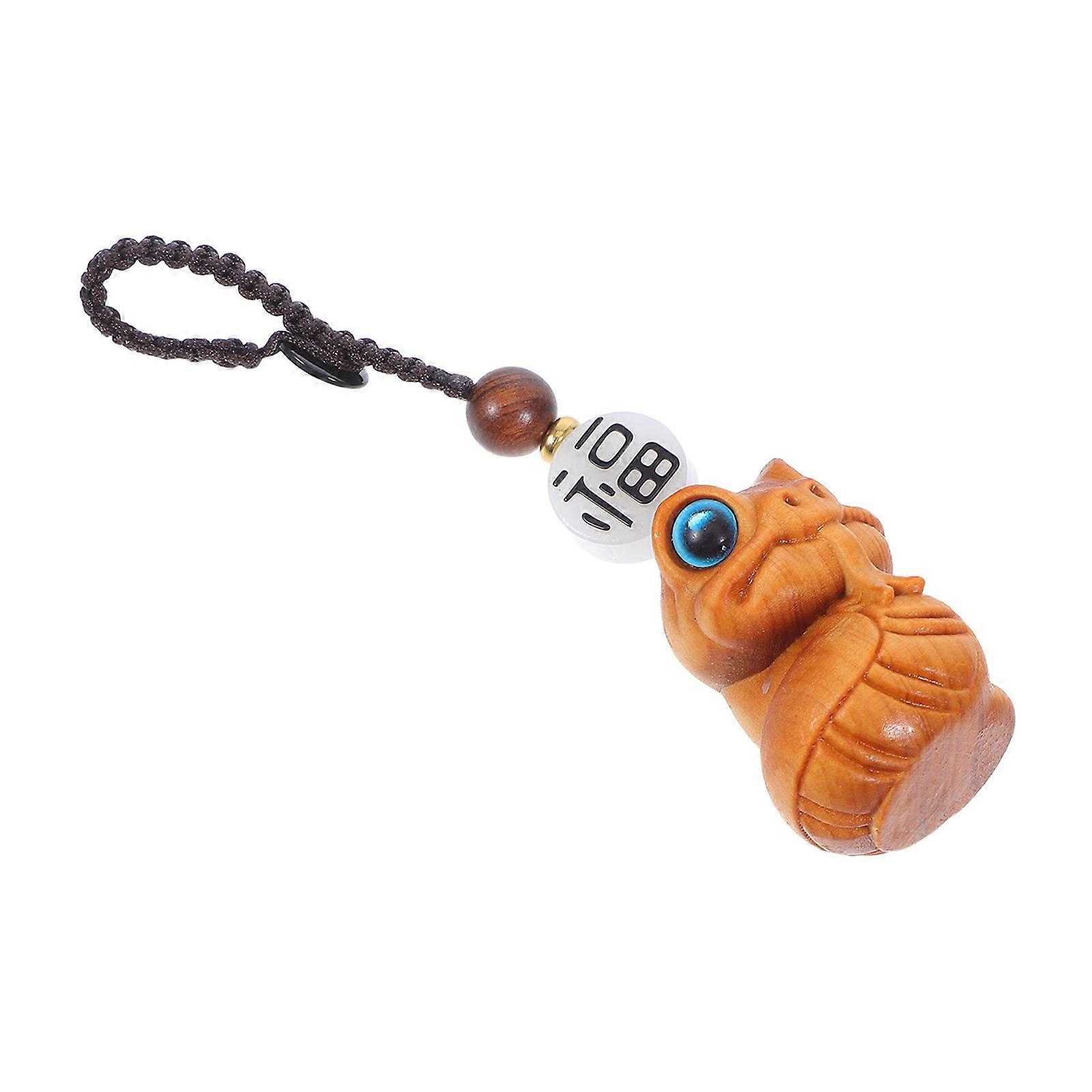 Wood Carved Snake Keychain for Party Multi Color Durable Wood and Polyester 3 5 Inches