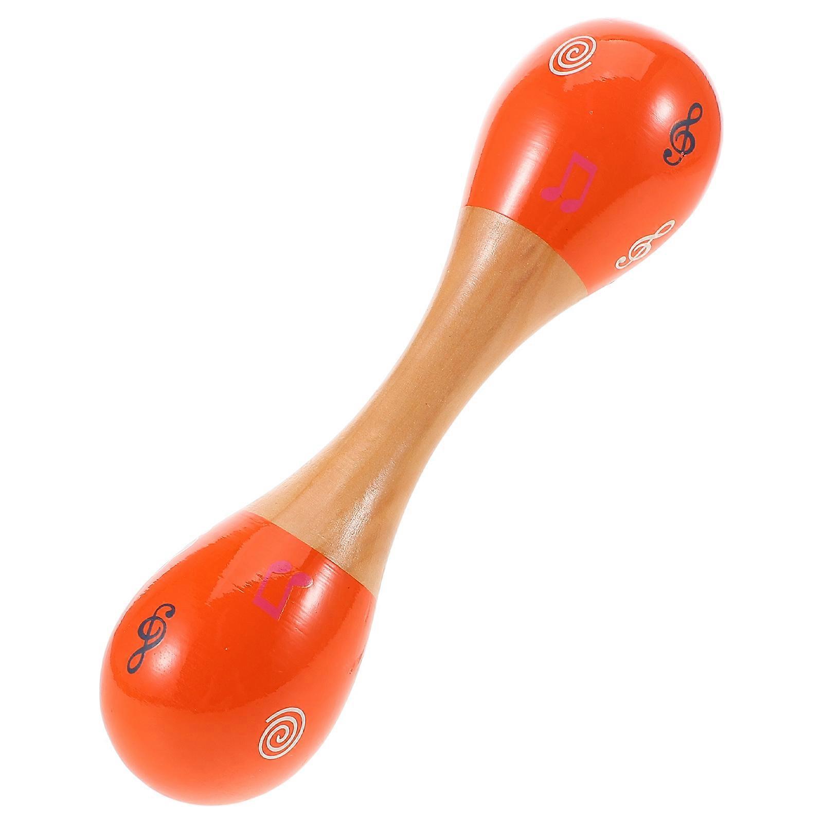 Tambourine Sand Hammer Shaker Toy Orff Instrument Teaching Aid Orange Color Bright Sound Perception For Children 1Pack