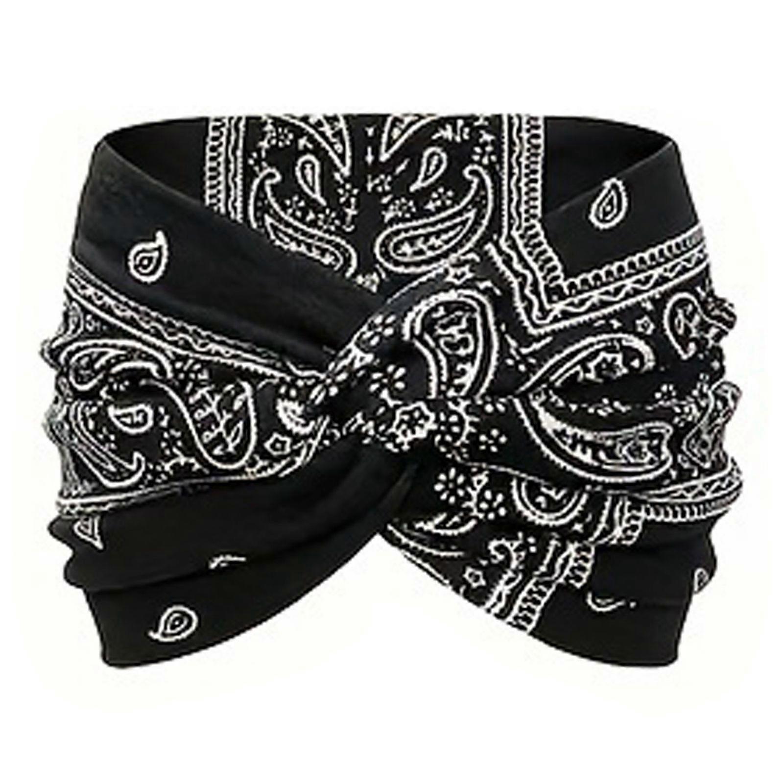 Bohemian Paisley Printed Yoga Headband Non-slip Wide Elastic Hair Band for Women & Workouts
