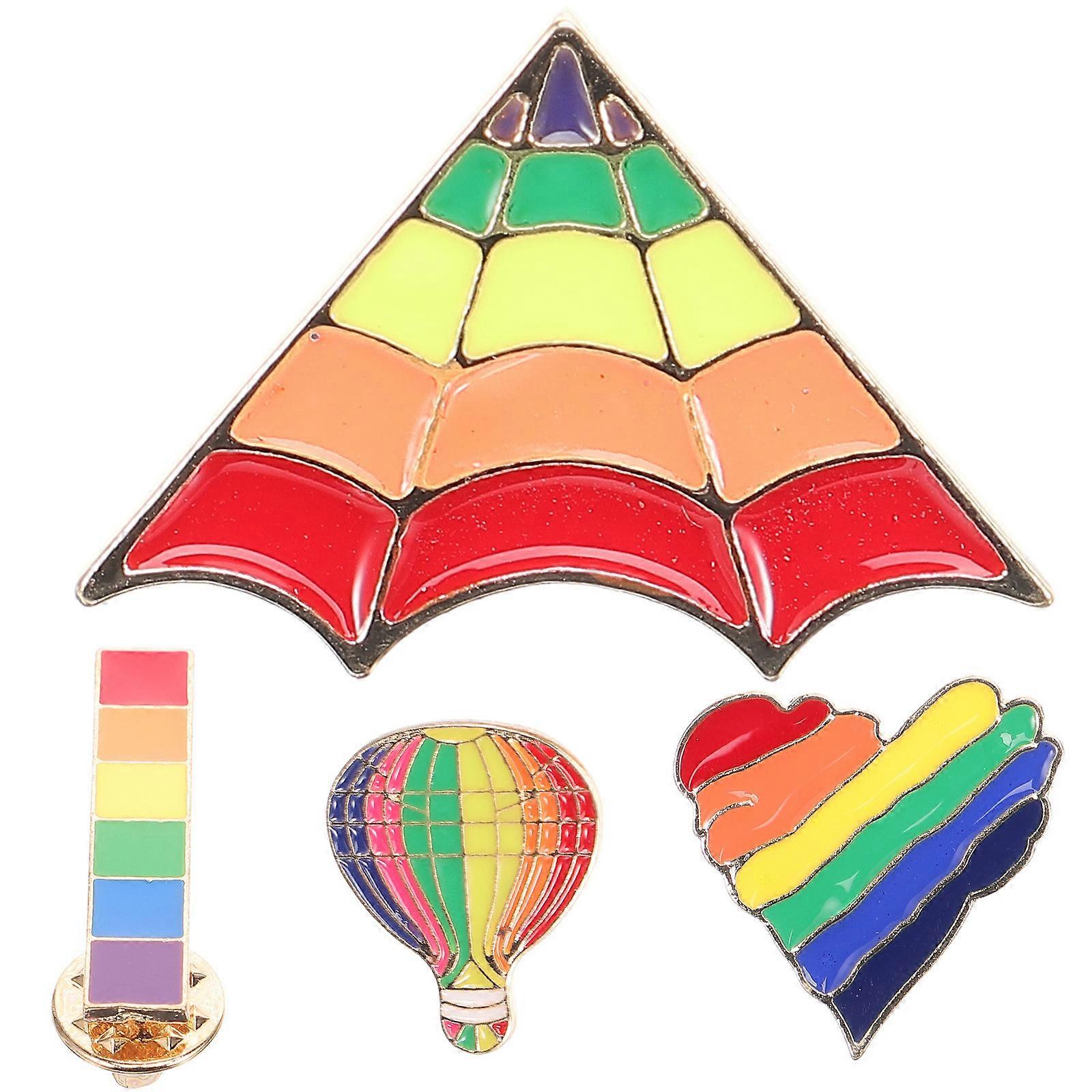 Chic Decorative Brooch Pins 4Pcs For Community Weddings Heart And Kite Shapes