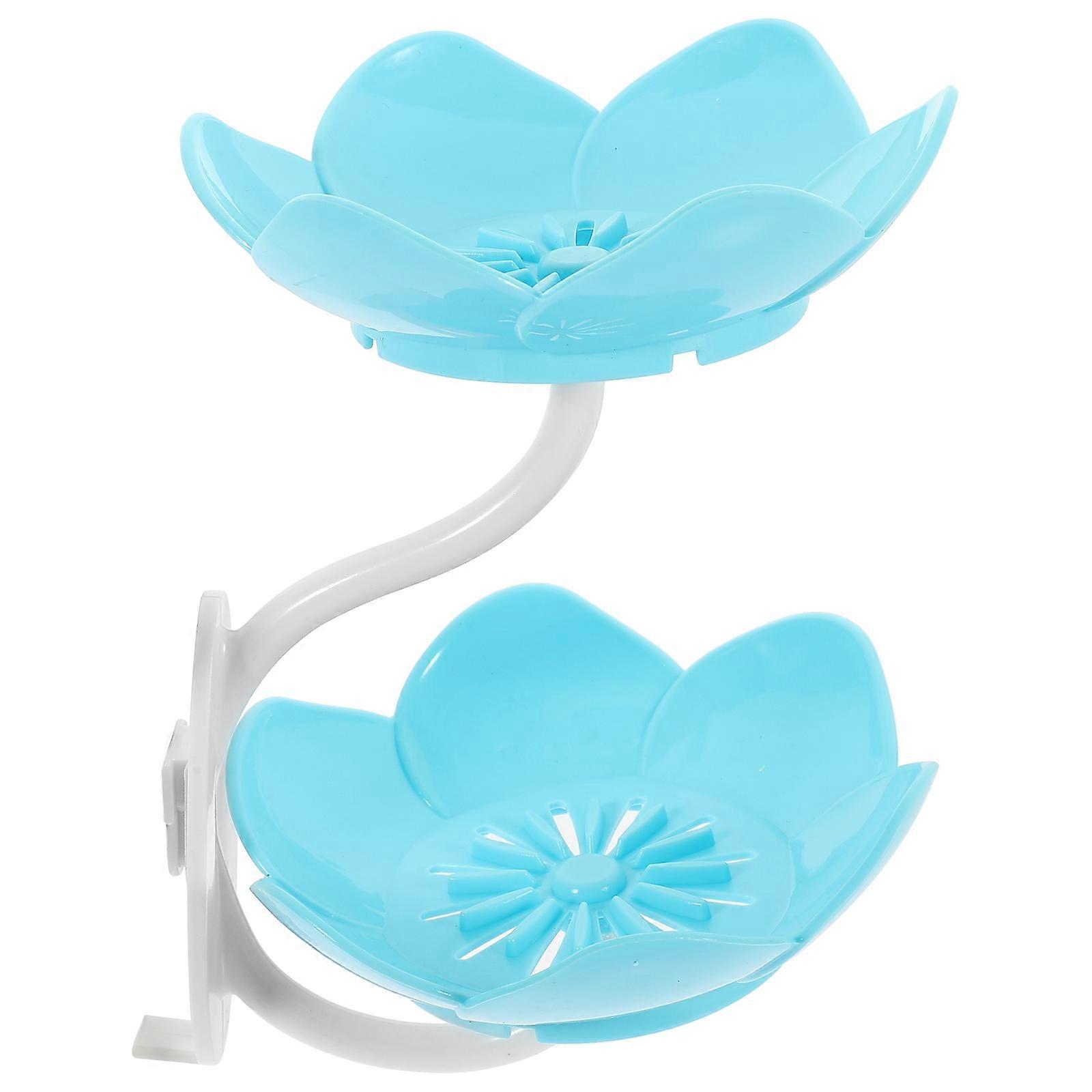 Double Layer Soap Drain Wall-Mounted Soap Box Double-Layer Kitchen Use Lotus Shape 16.00X11.70X11.70CM Soap Storage 1 Set