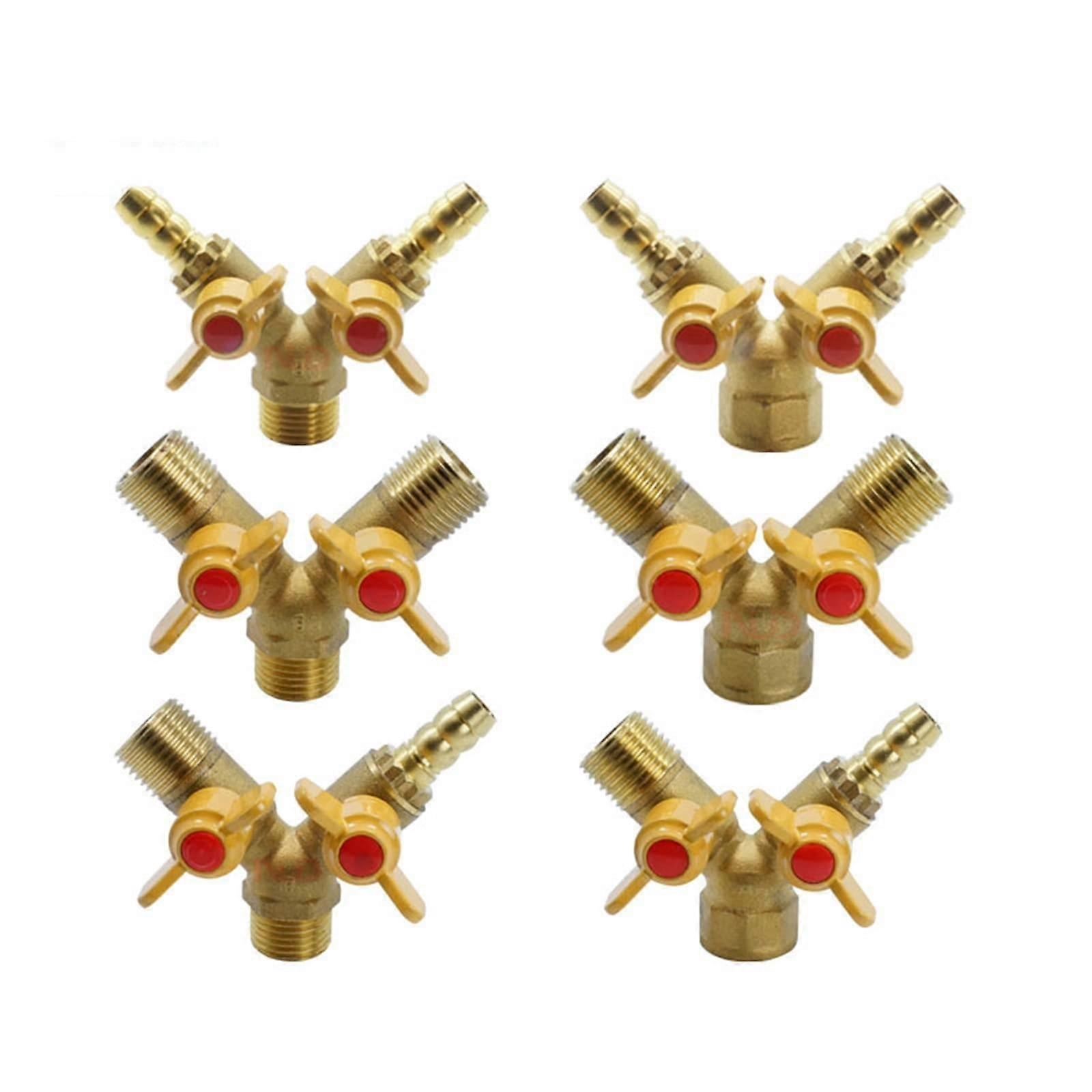 12 mm Schlauchtülle X 1/2 Inch BSP Male Thread Brass Three-Way Ball Valve Pipe Fitting Adapter for Gas Water Oil