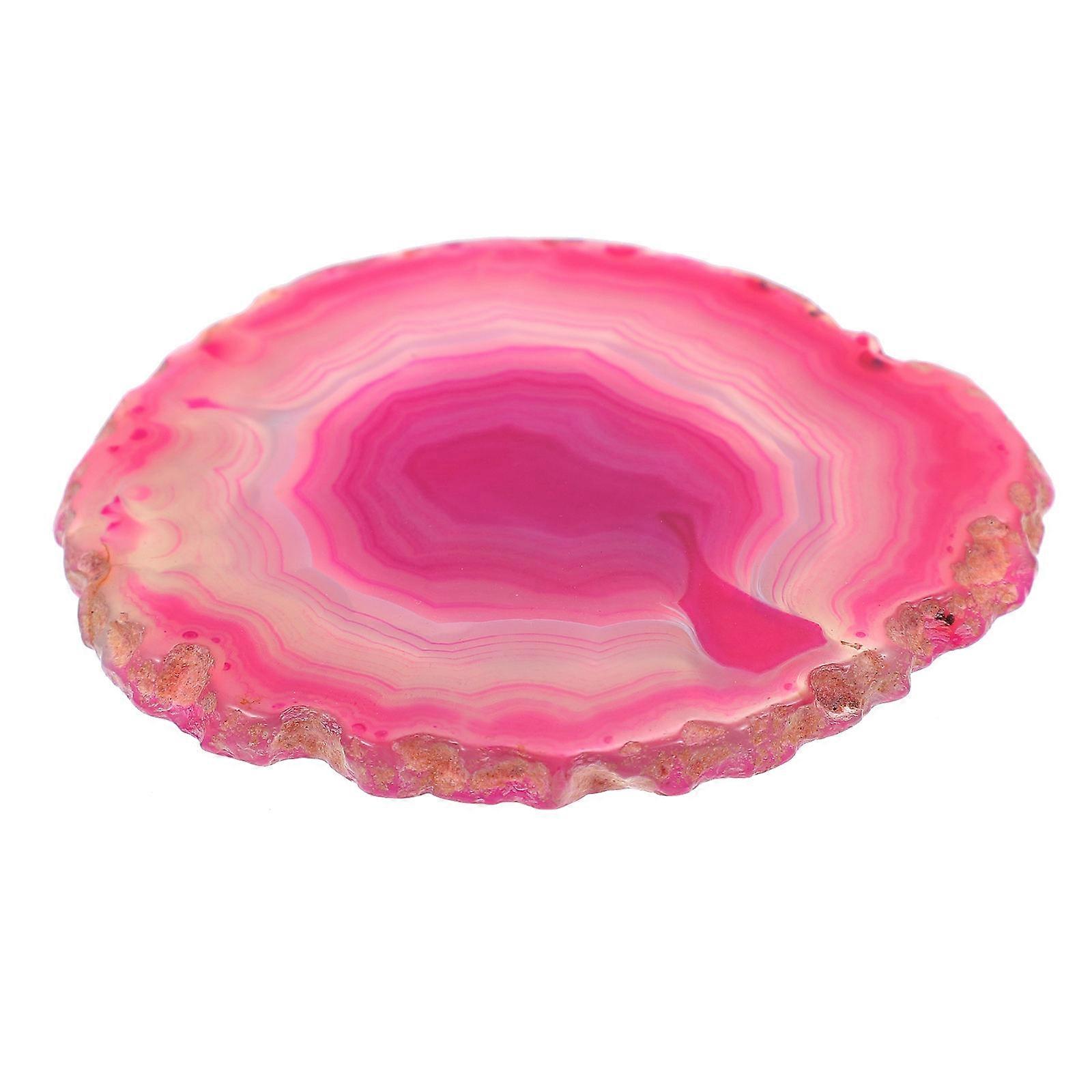 Natural Agate Coaster Cup Mat For Drinks Round Shape Rosy Color Heat Resistance 1Set