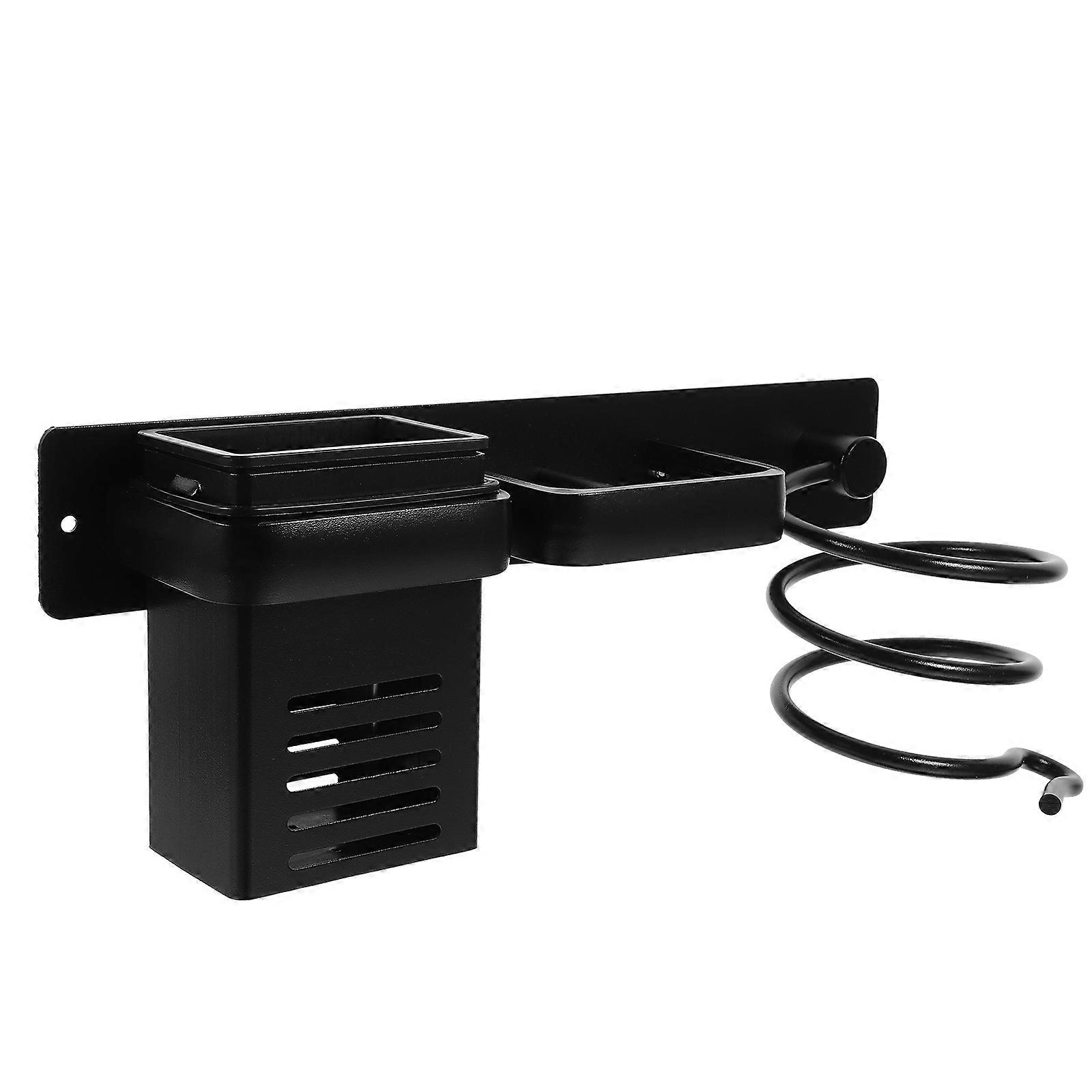 Wall Mounted Hair Dryer Organizer with Hanging Rack Shelf for Bathroom Sundries Storage