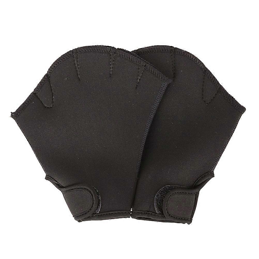 Webbed Swim Gloves for Water Resistance Training Black Sponge and Nylon Size S