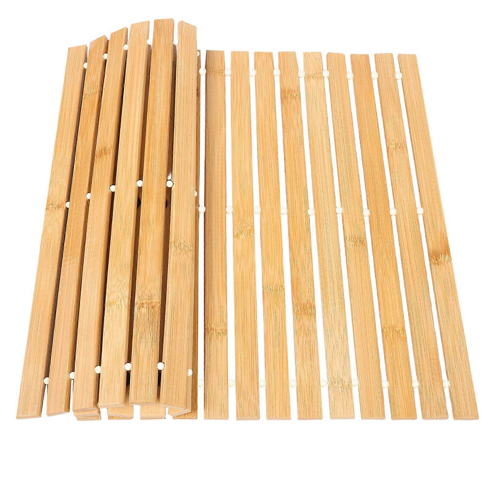 Non Slip Bamboo Bath Mat Foldable Reusable 1 Set Bath and Shower Mat for Bathroom and Sauna