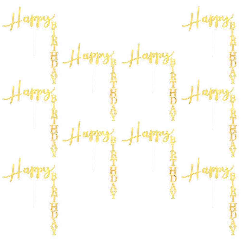Golden Acrylic Cake Picks for Decoration with Delicate Letters Style and Bright Color 10pcs