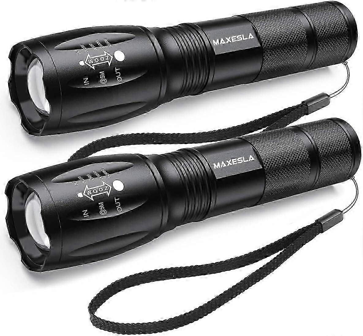 LED Flashlight 2000 Lumens, Maxesla Flashlight LED Super Bright Flashlight, Powerful Flashlight Battery Powered Waterproof 5 Modes Mini Tactical Flash
