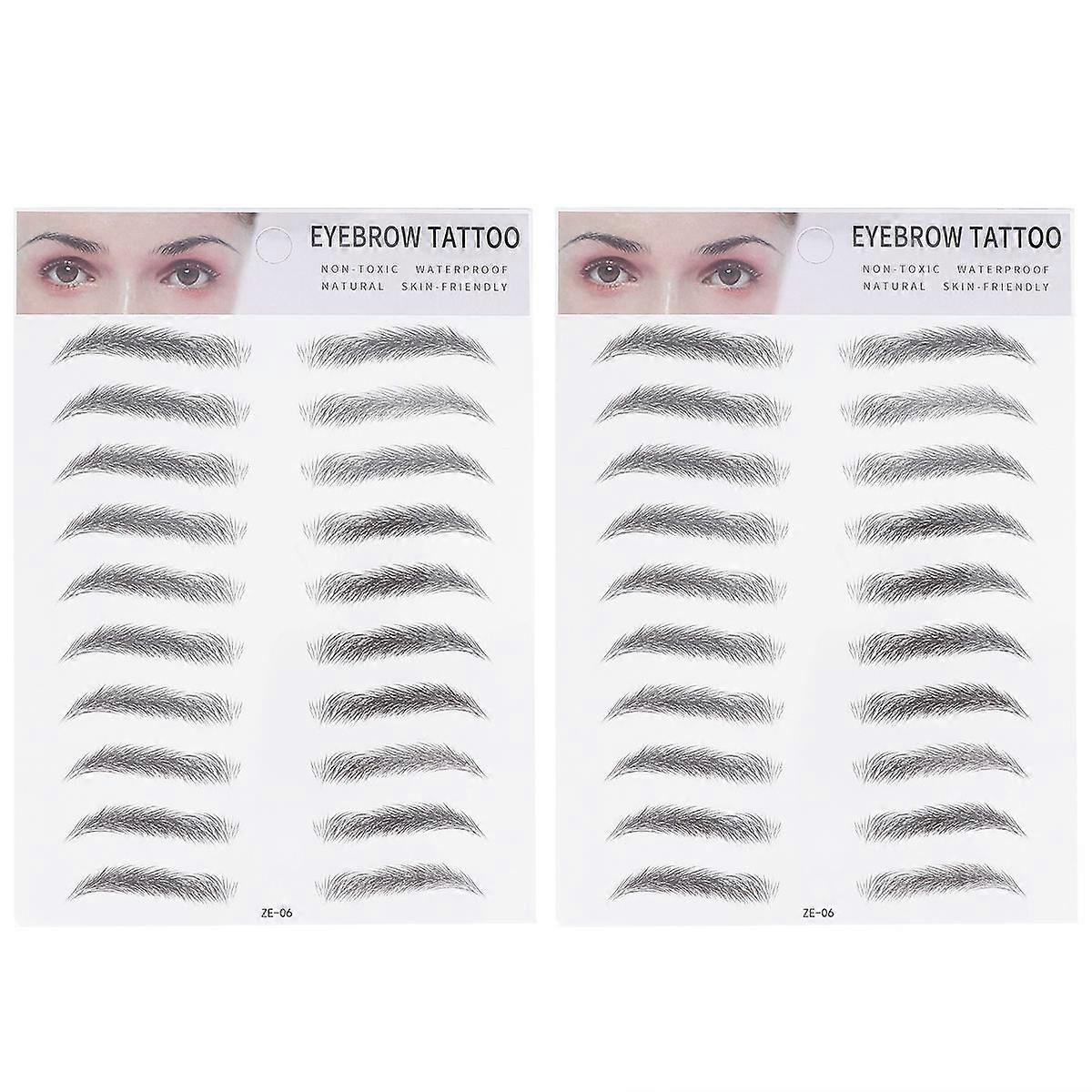 Imitation Eyebrow Stickers for Make Up Easy to Use Hairlike Temporary Eyebrows Black 2pcs