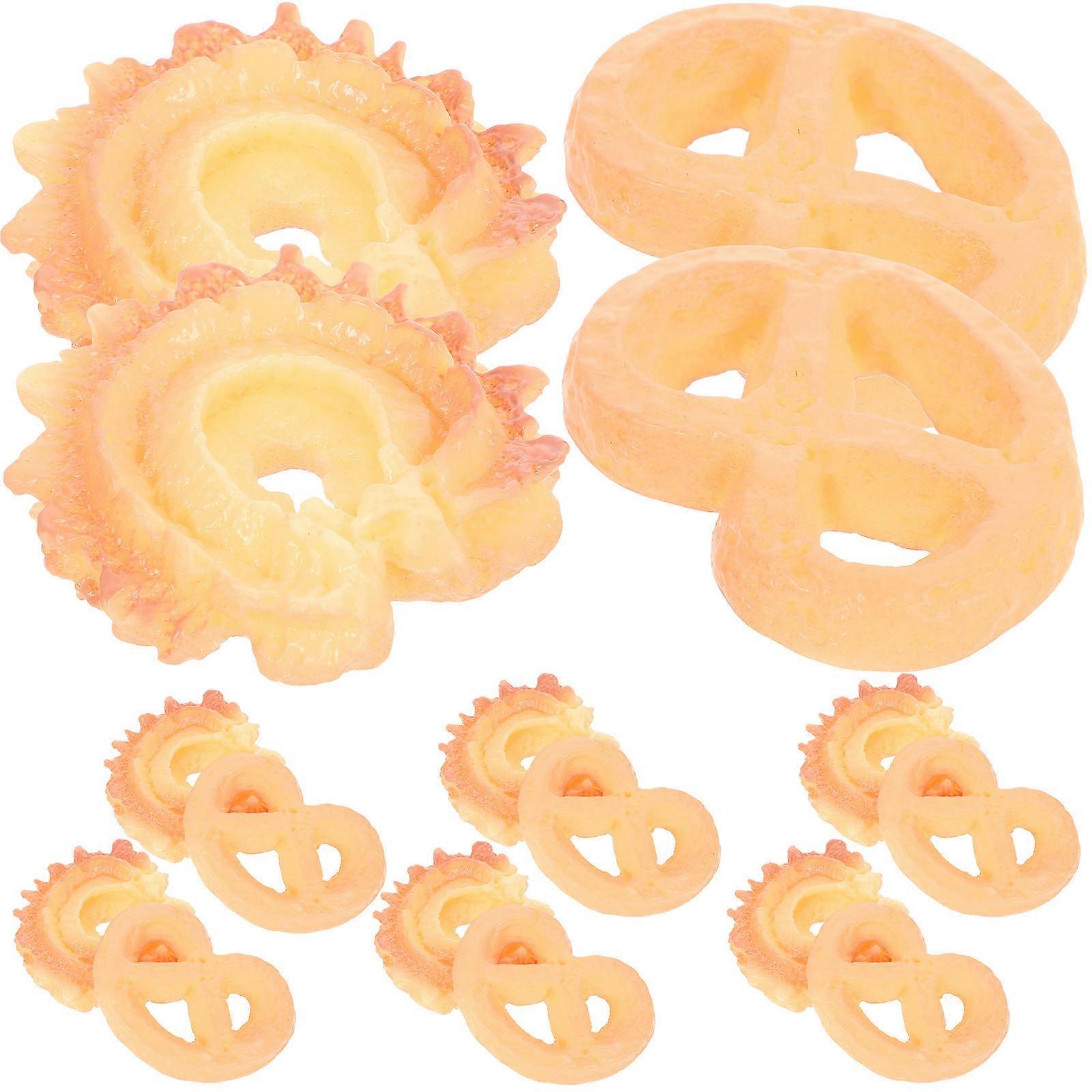 Lifelike Cookie Prop Made of Durable PVC Resin for DIY Use Yellow Color 16 Pieces