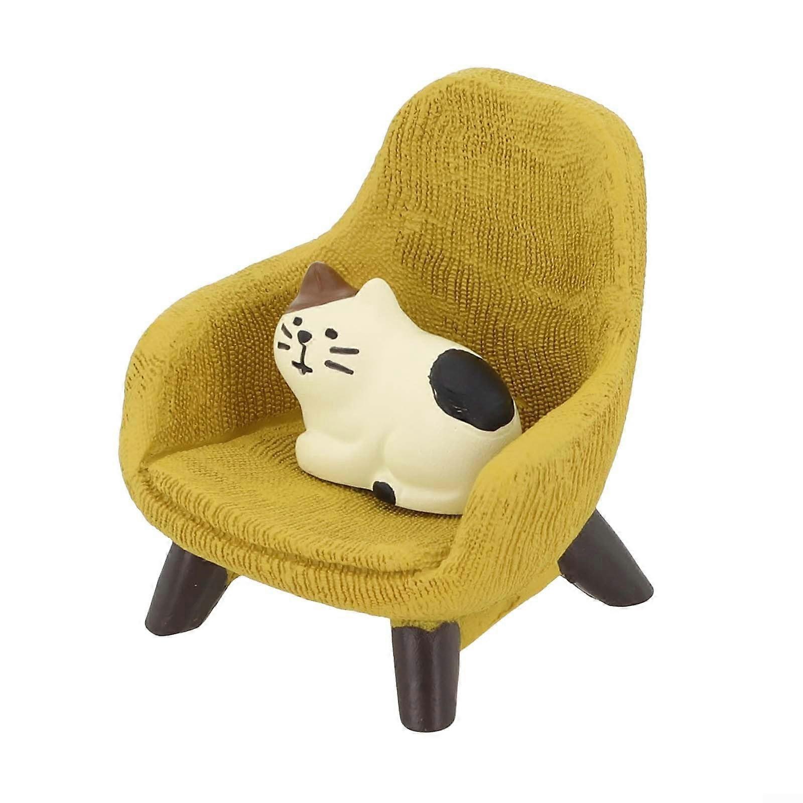 Unique Resin Cartoon Cat Chair for Quirky Home Decor - Yellow Cat Stool - Fun Decorative Accent for Living Room