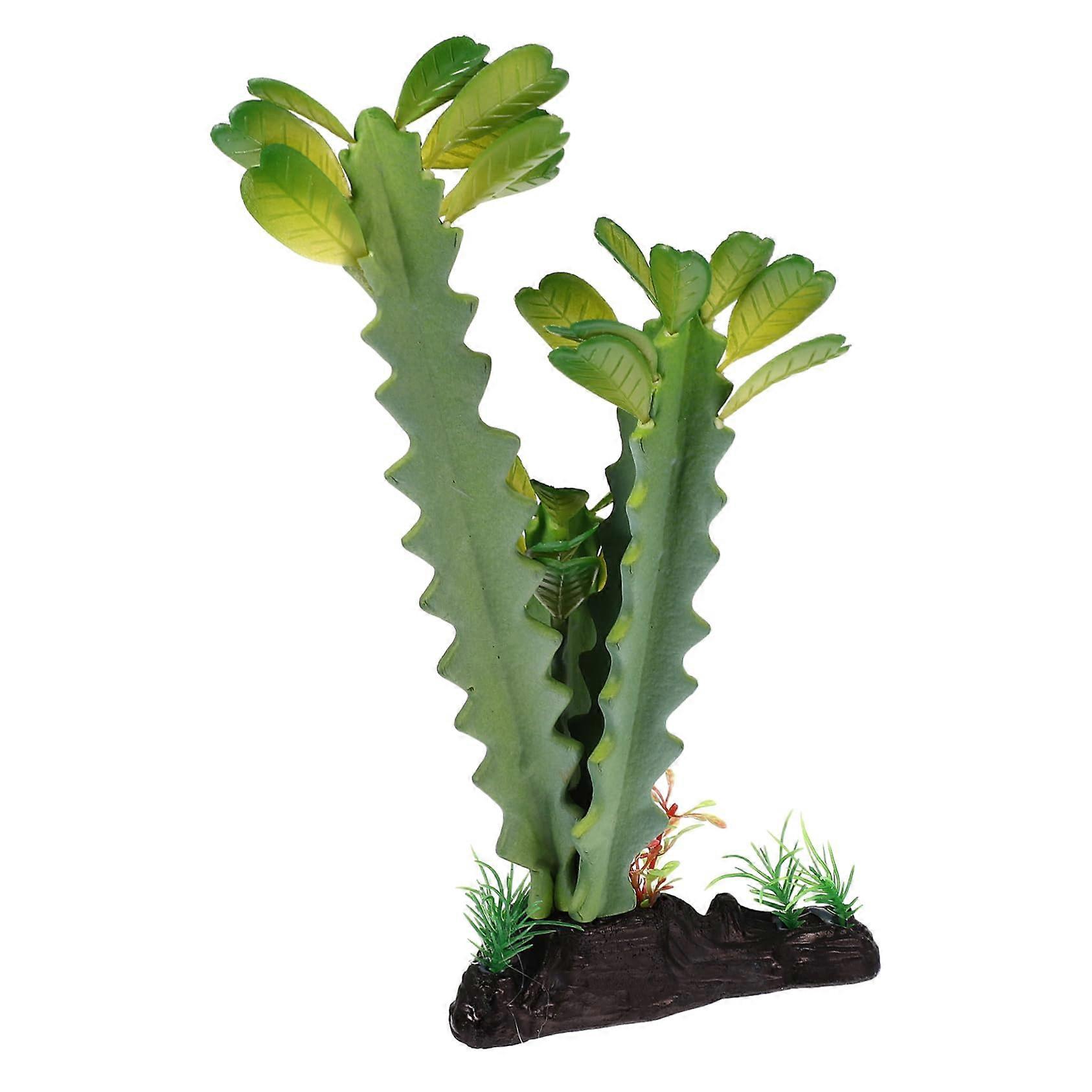Reptile Artificial Plant for Terrarium Decoration, Resin Desert Plant Hide for Lizards and Snakes, 12 Inch, Realistic Design