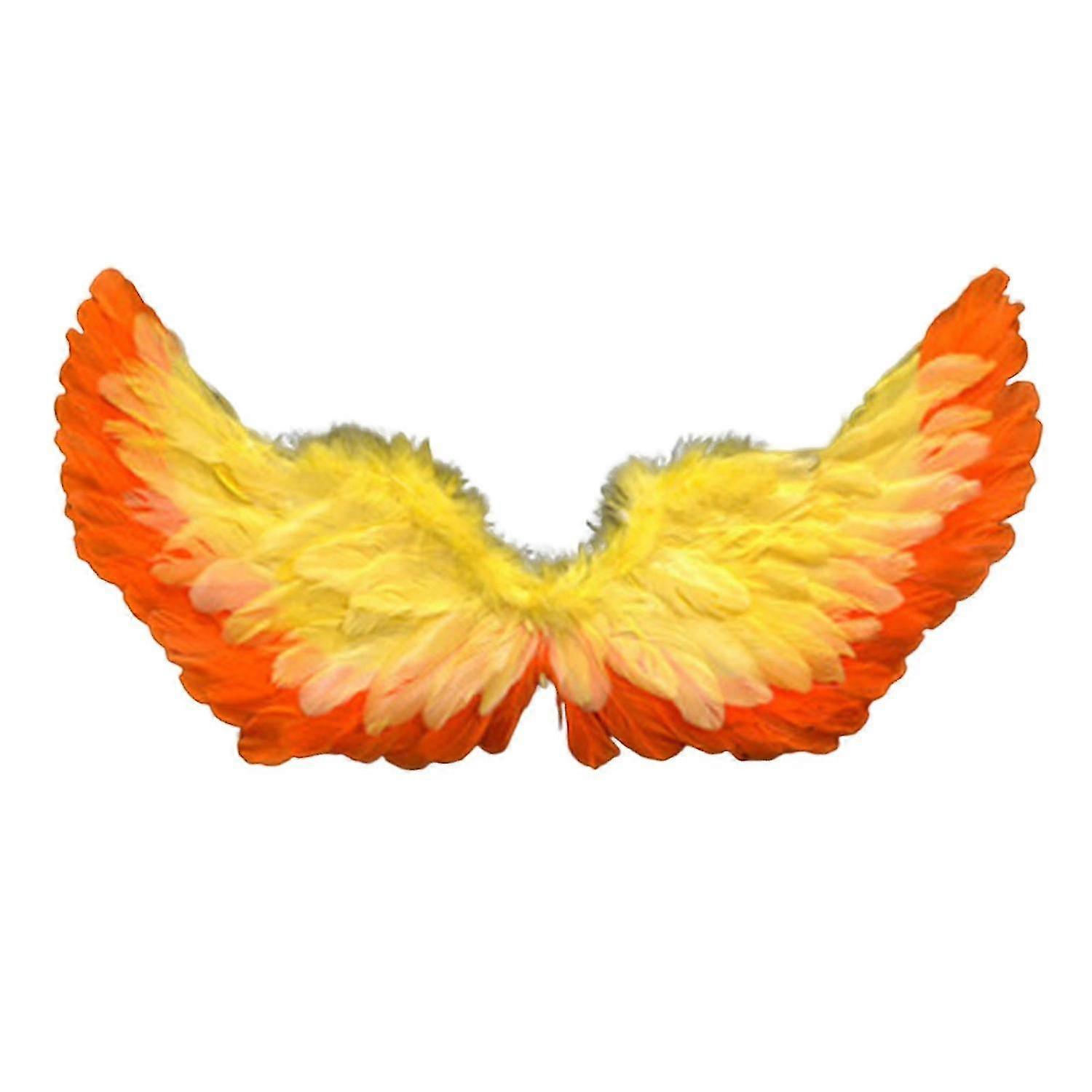ZHOUBA Angel Feather Wings med elastiske stropper Lys farve kostume Cosplay billede tage rekvisitter