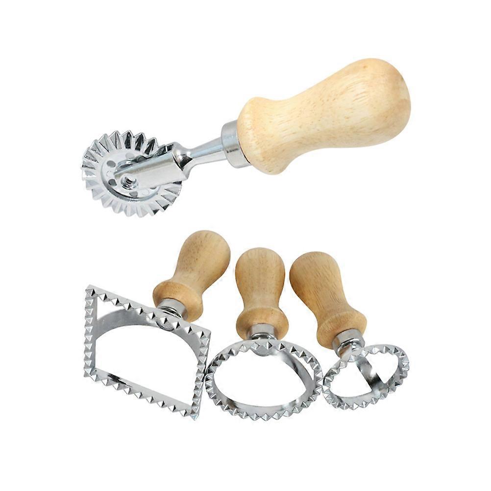 Fondant Moulds 4Pcs Wooden Handle Cookie Kitchen Accessory Assorted Color Safe Easy To Store