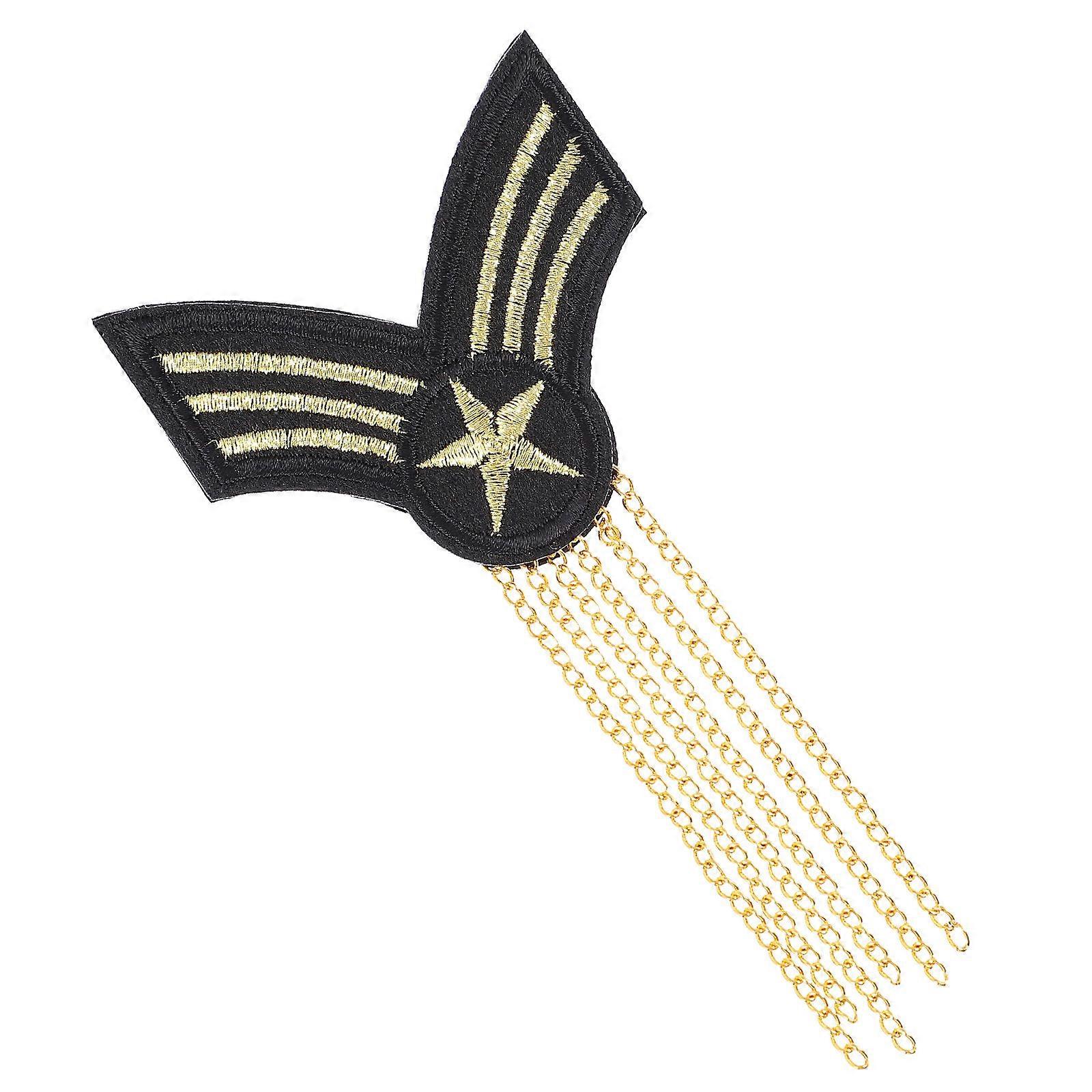 Yellow Men Epaulet with Tassel and Pin Back for Decor Use Fabric Embroidery and Iron Lightweight